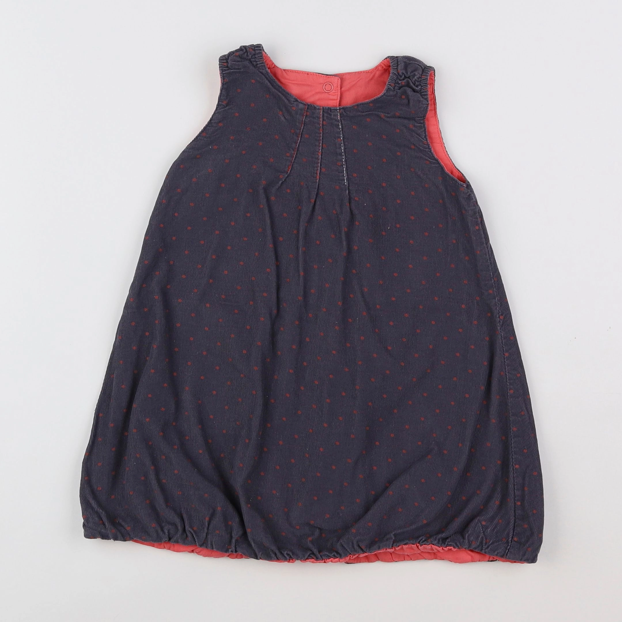 Vertbaudet - robe réversible gris, rose - 18 mois