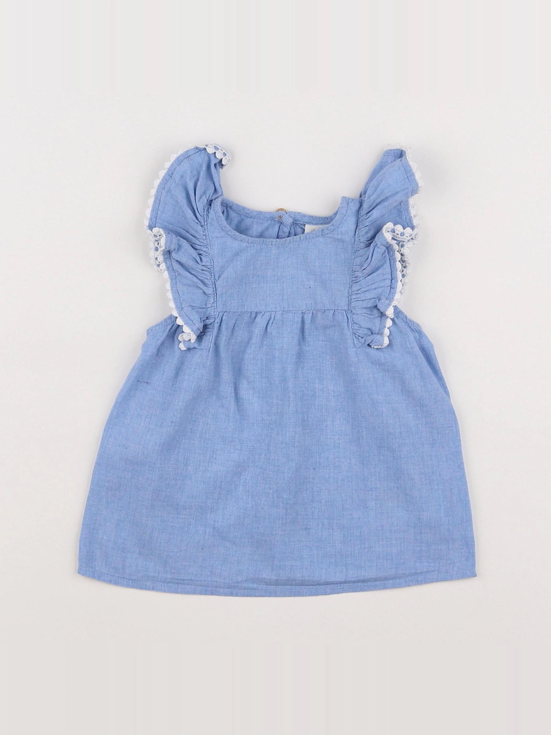 H&M - blouse blanc, bleu - 9 mois