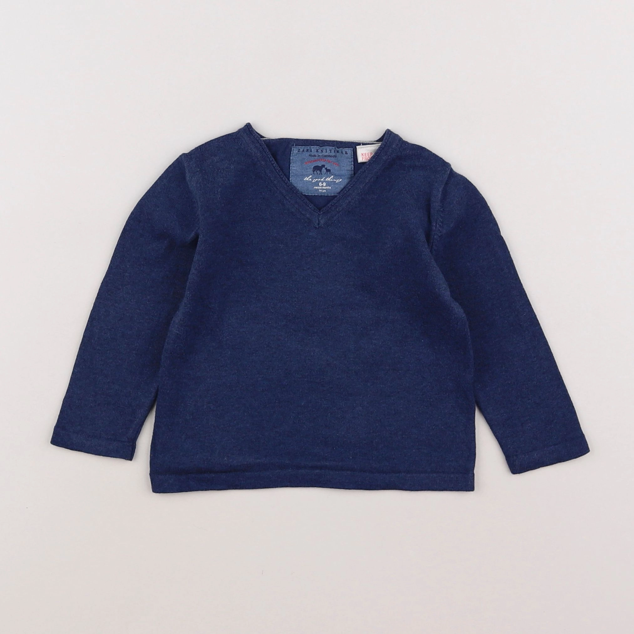 Zara - pull bleu - 6/9 mois