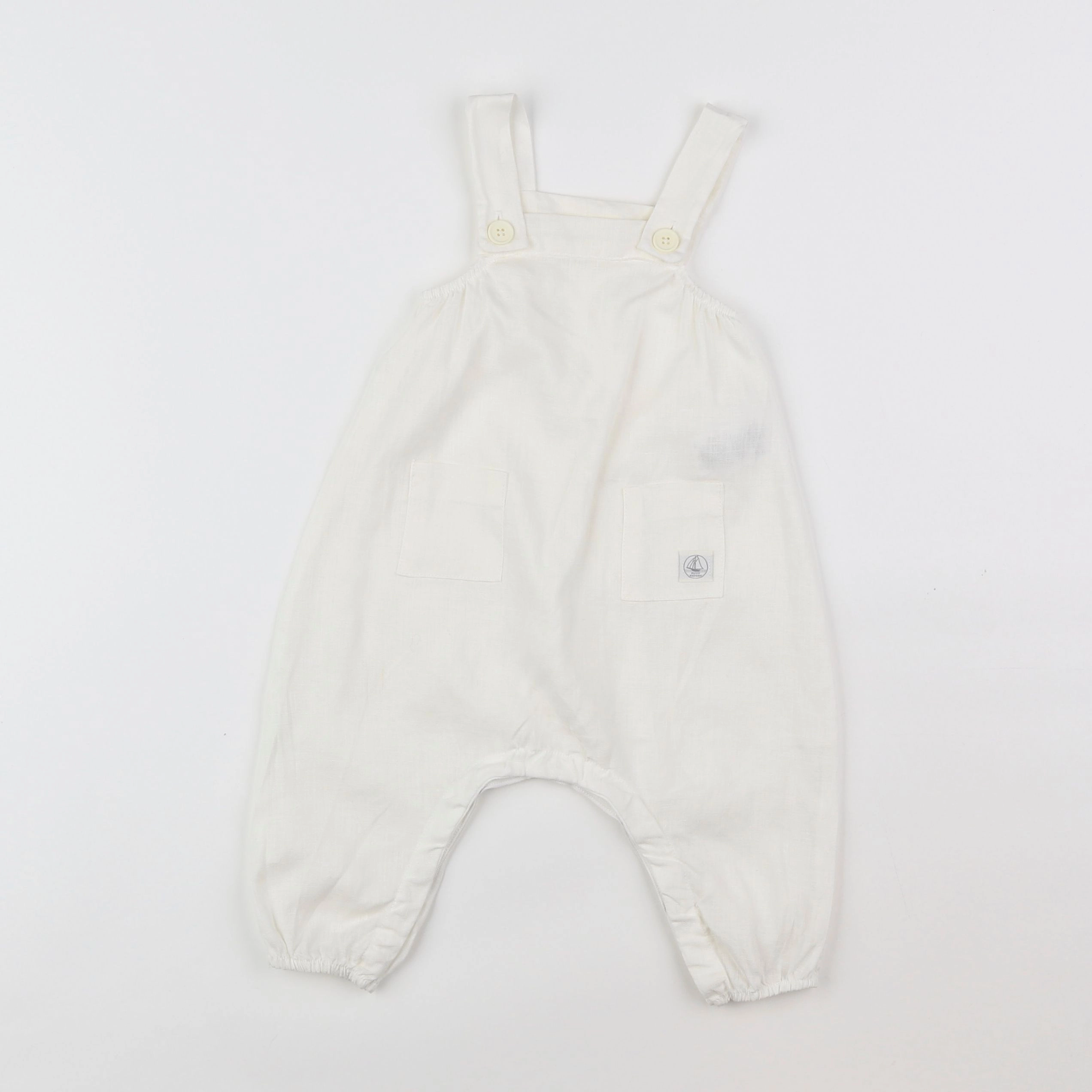 Petit Bateau - salopette blanc - 6 mois