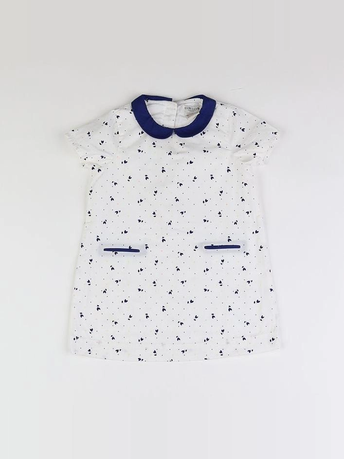 Cyrillus - robe blanc, bleu - 18 mois
