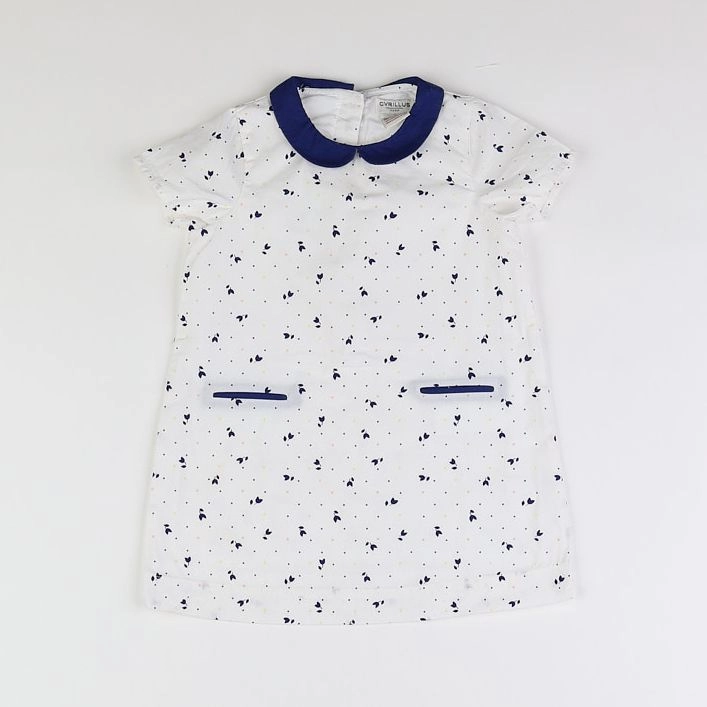 Cyrillus - robe blanc, bleu - 18 mois