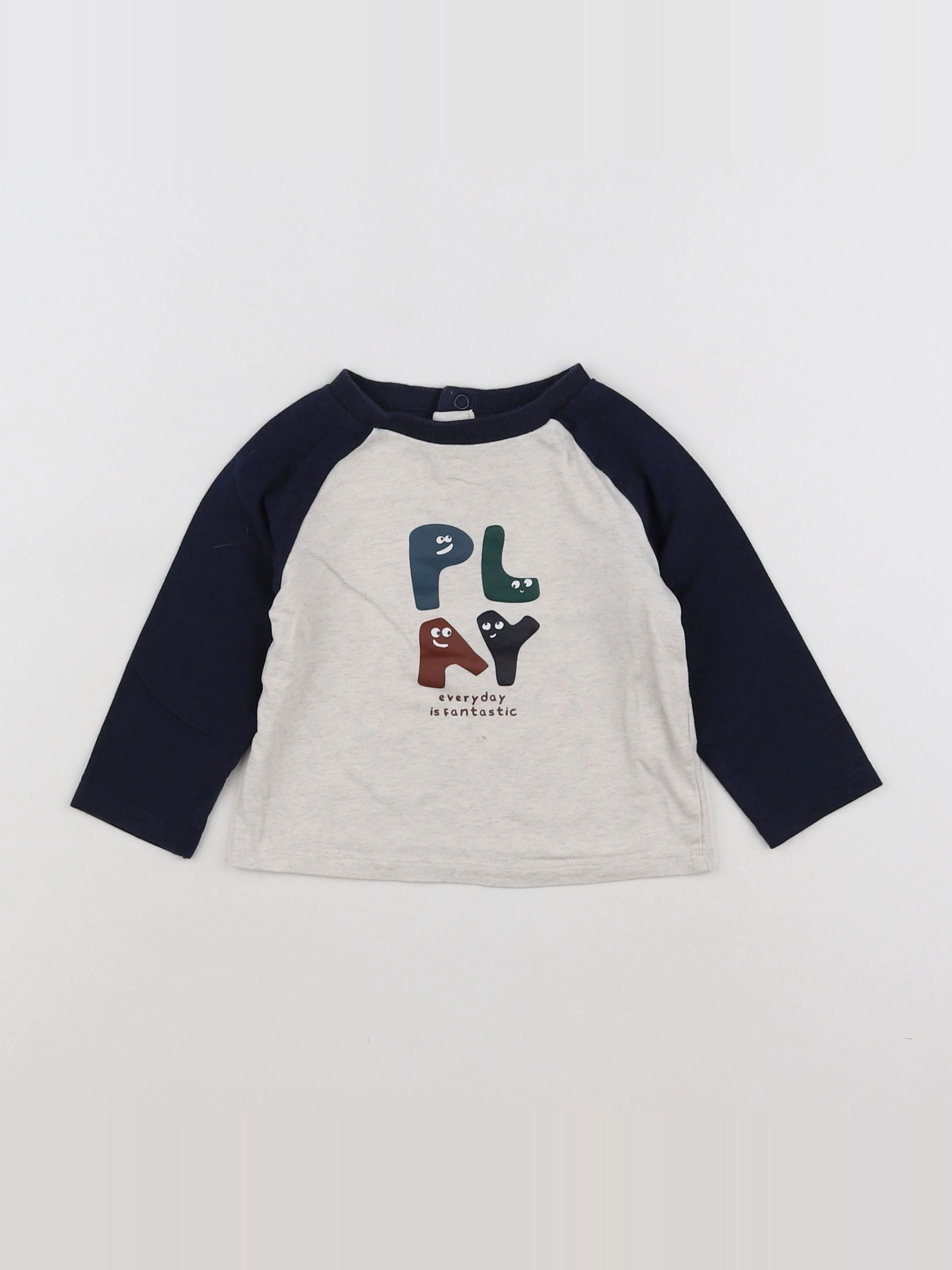 Tape à l'oeil - tee-shirt bleu, gris - 9 mois