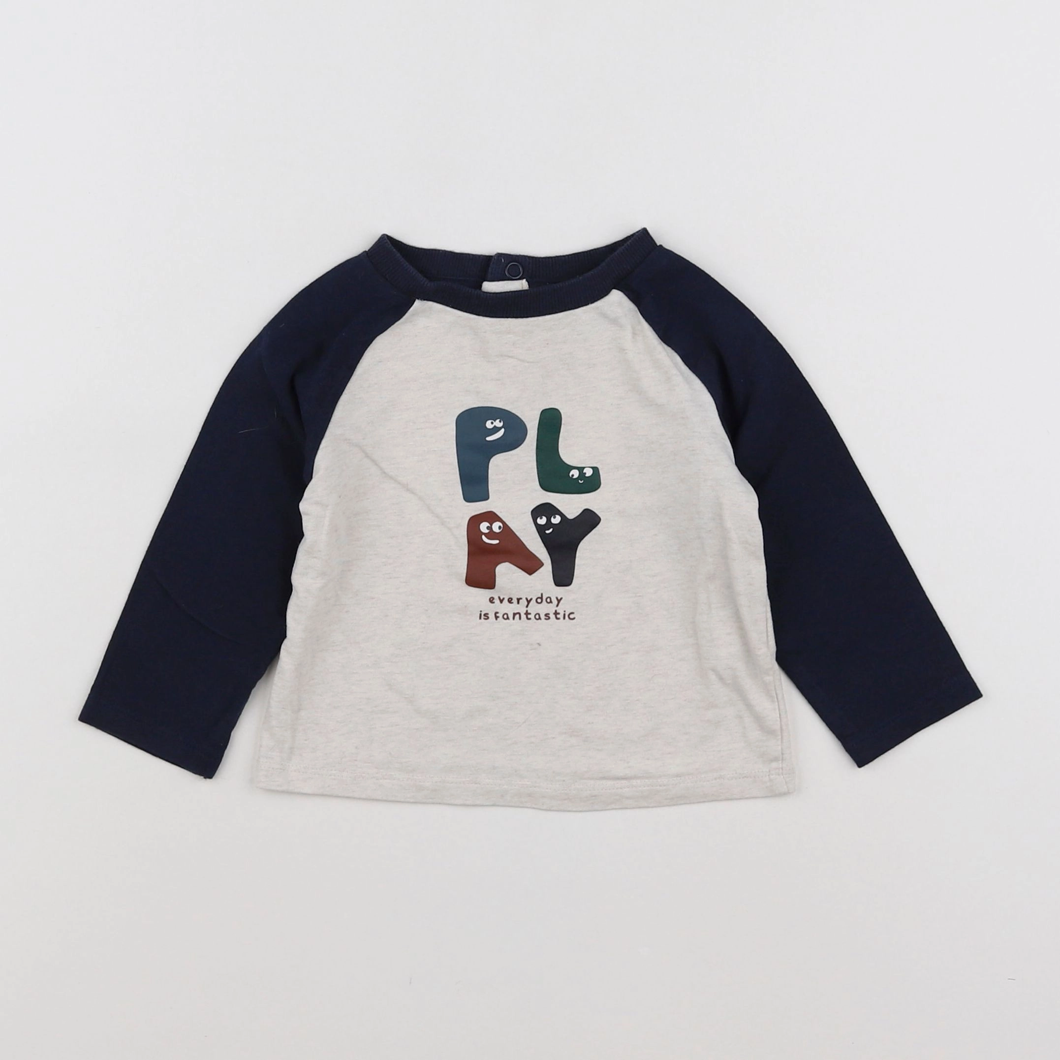 Tape à l'oeil - tee-shirt bleu, gris - 9 mois