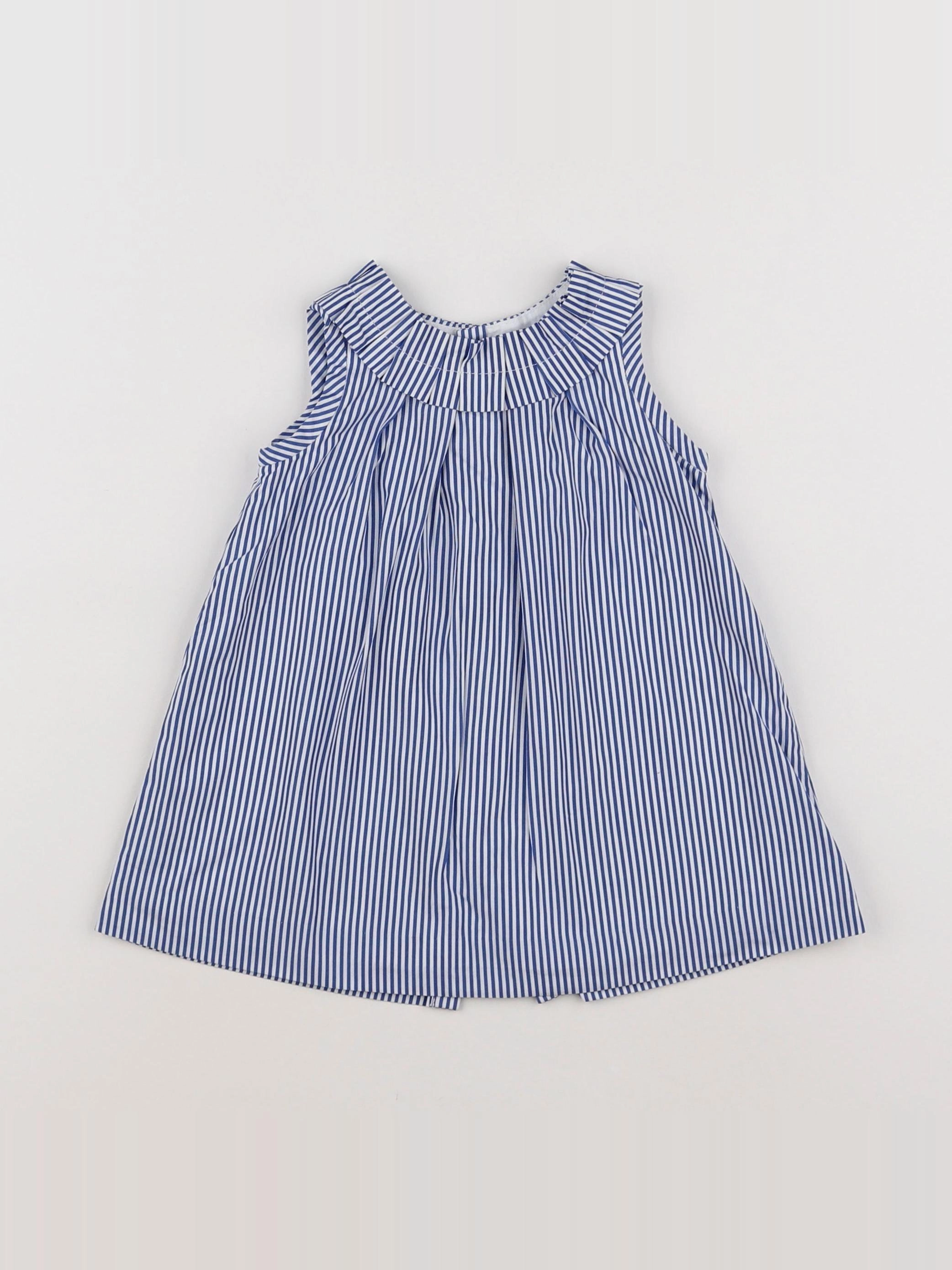 Jacadi - robe blanc, bleu - 12 mois