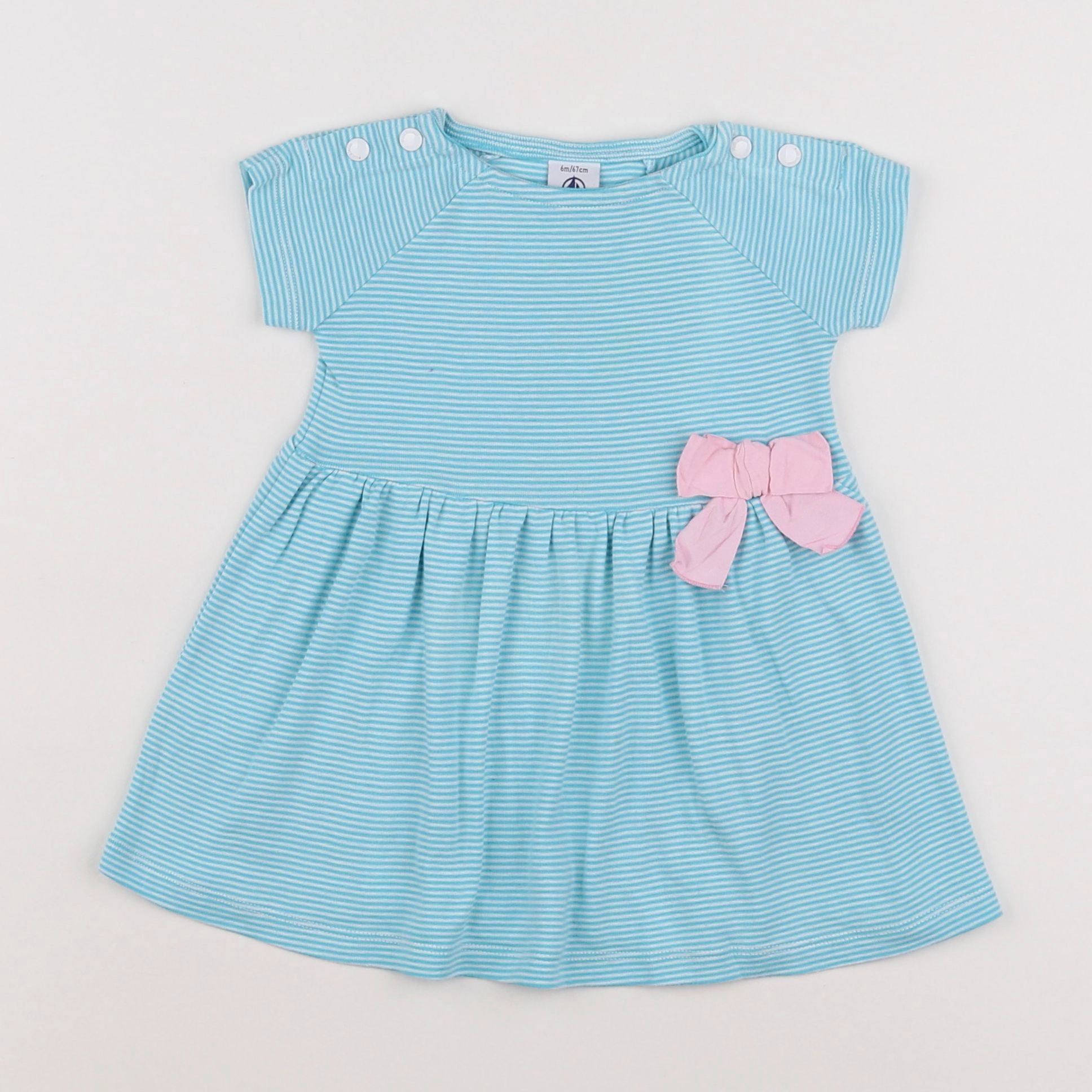 Petit Bateau - robe bleu, rose - 6 mois
