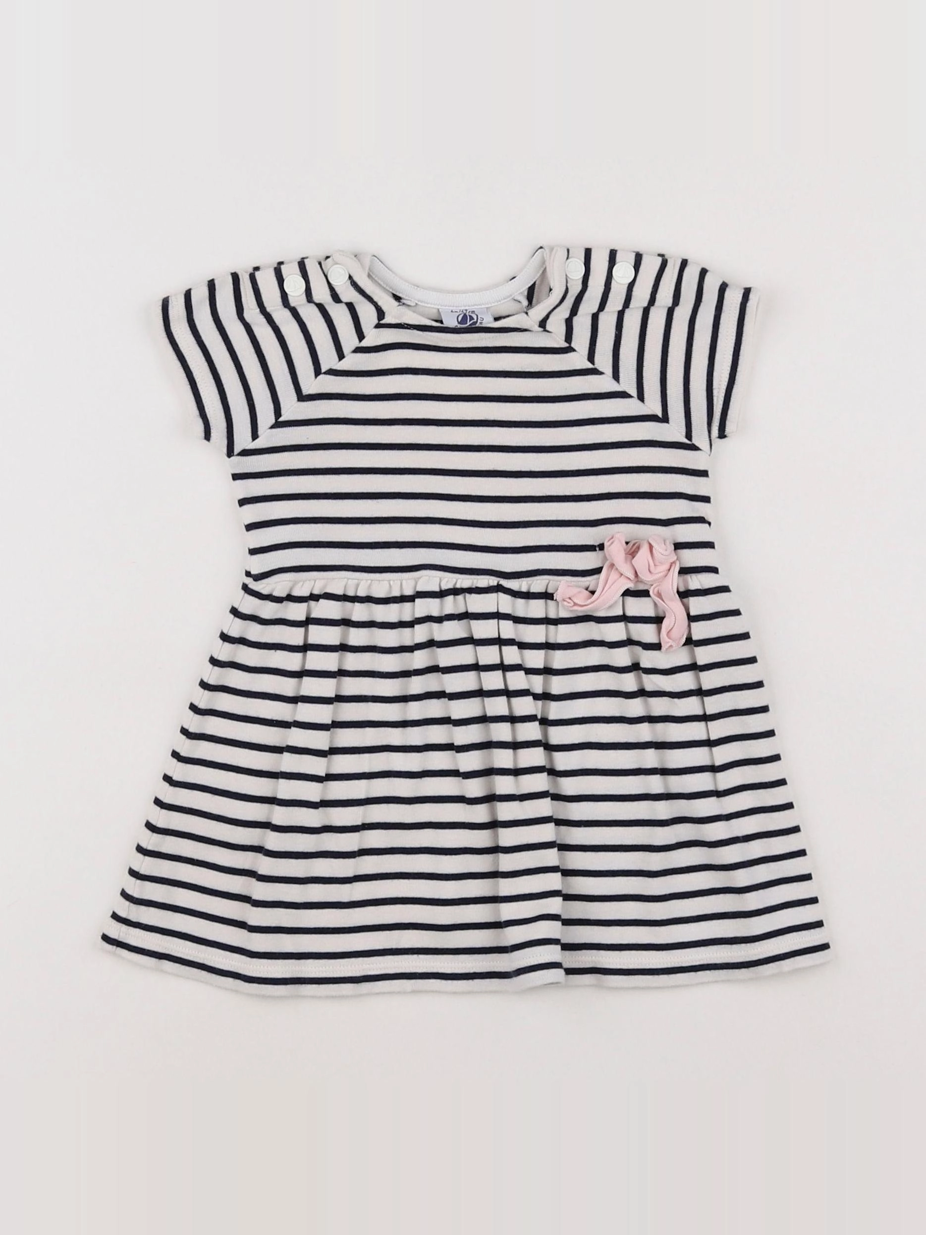 Petit Bateau - robe blanc, bleu - 6 mois