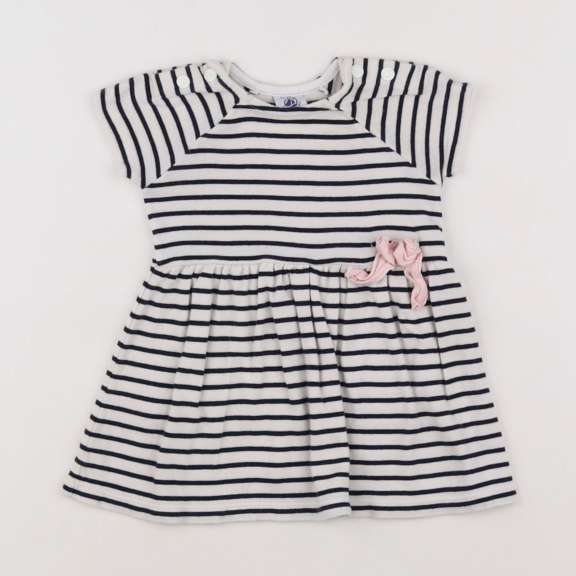 Petit Bateau - robe blanc, bleu - 6 mois