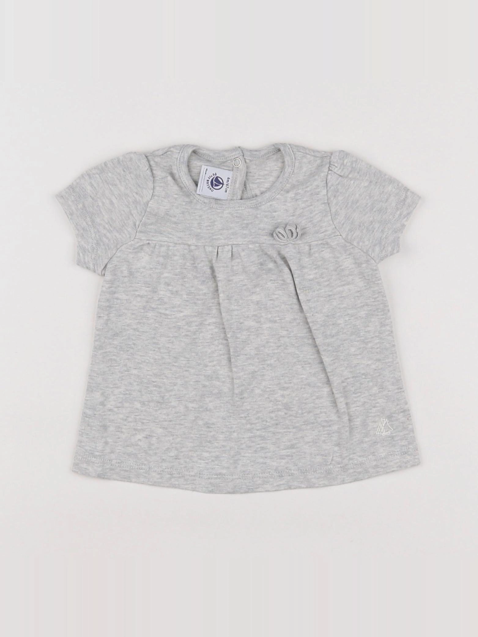 Petit Bateau - tee-shirt gris - 6 mois