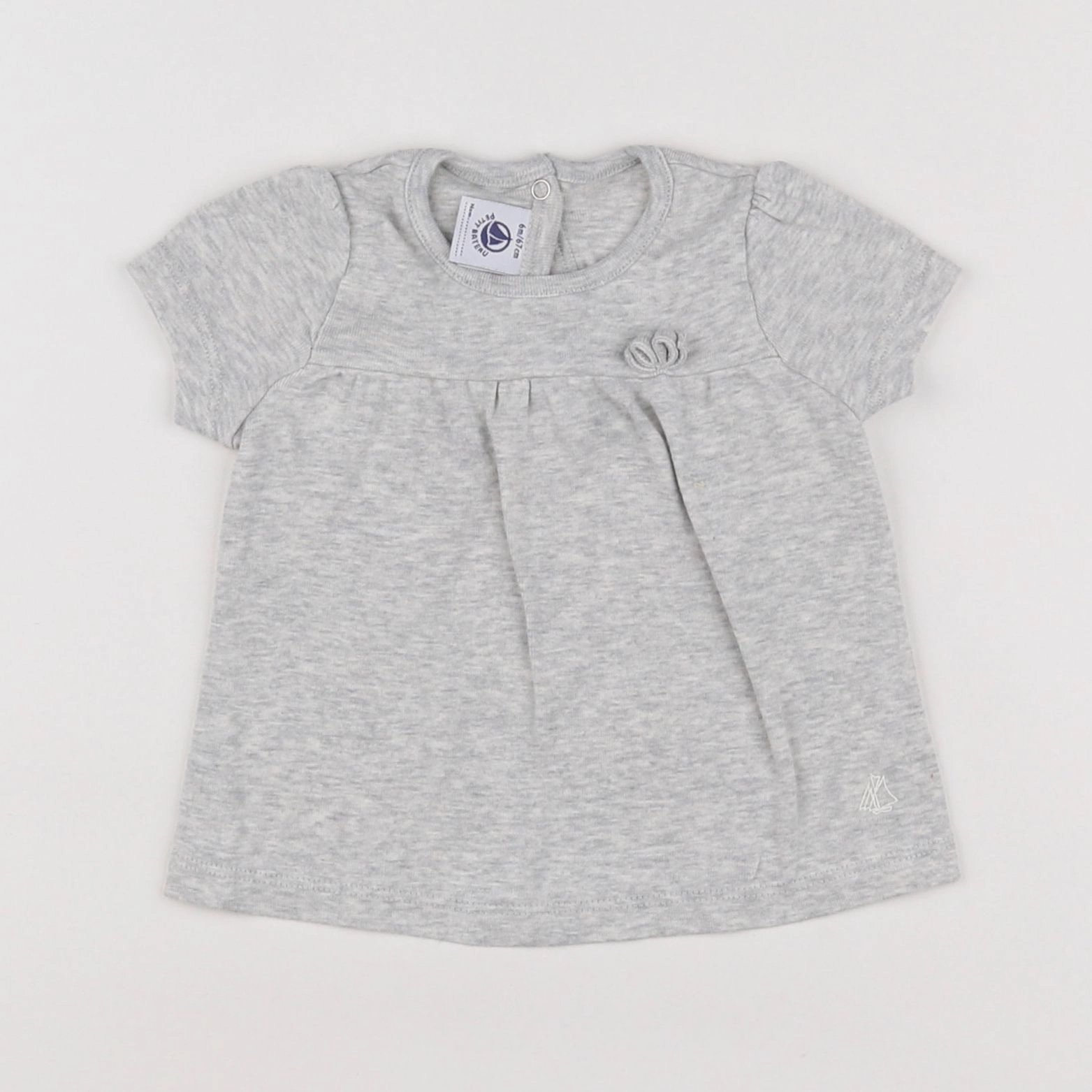 Petit Bateau - tee-shirt gris - 6 mois