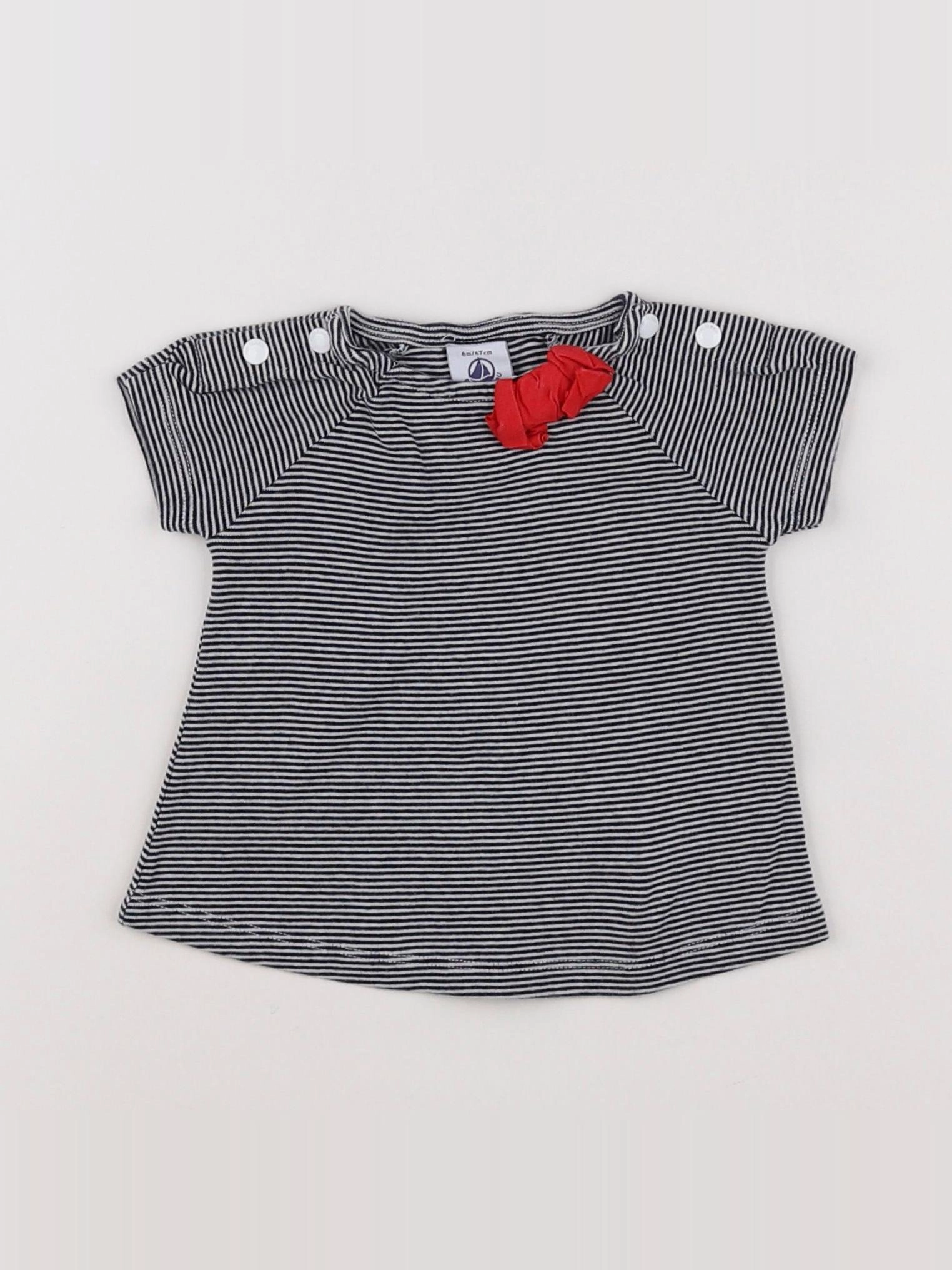 Petit Bateau - tee-shirt bleu, blanc - 6 mois