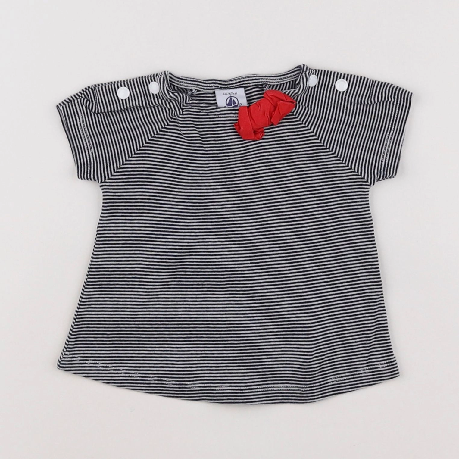 Petit Bateau - tee-shirt bleu, blanc - 6 mois