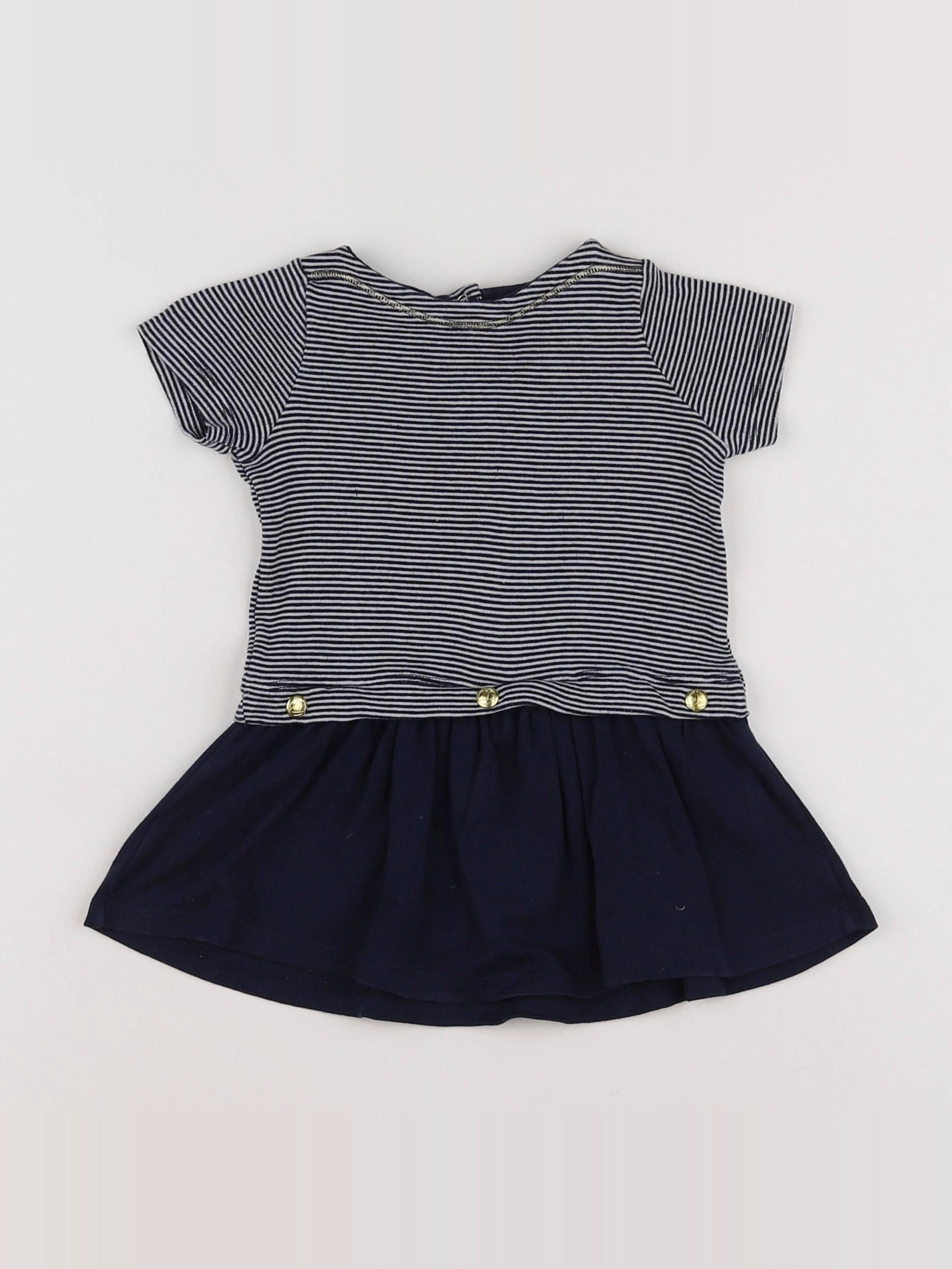 Petit Bateau - robe bleu - 6 mois
