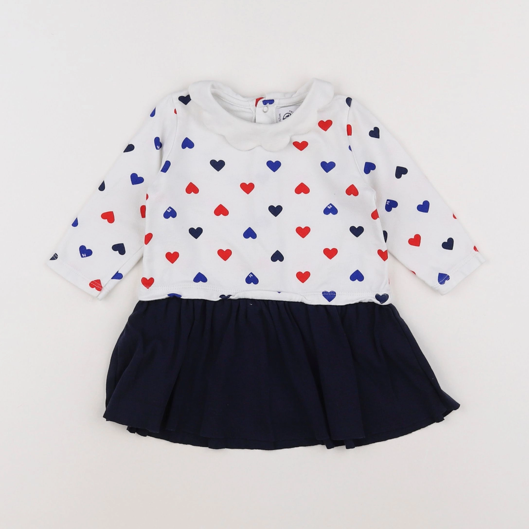 Petit Bateau - robe bleu, blanc - 6 mois