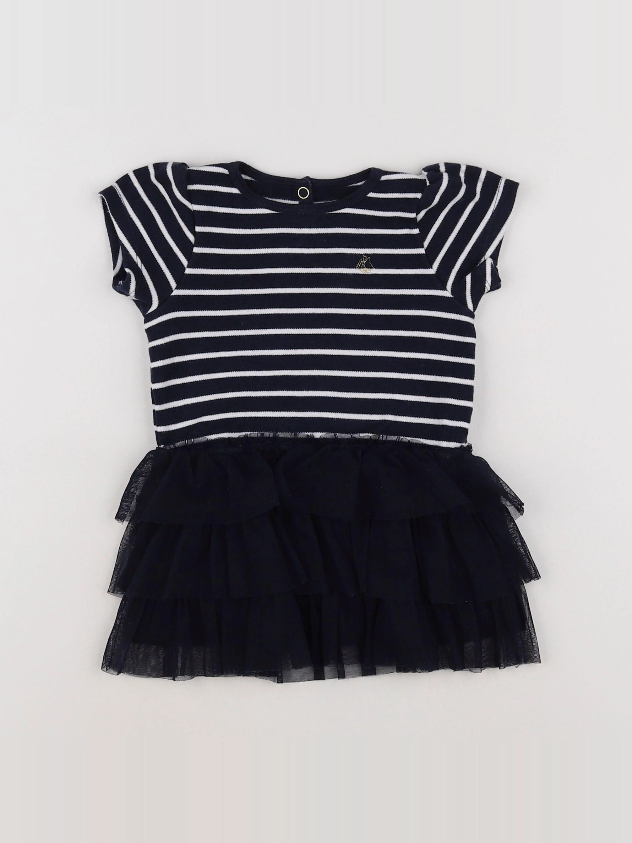 Petit Bateau - robe bleu, blanc - 18 mois