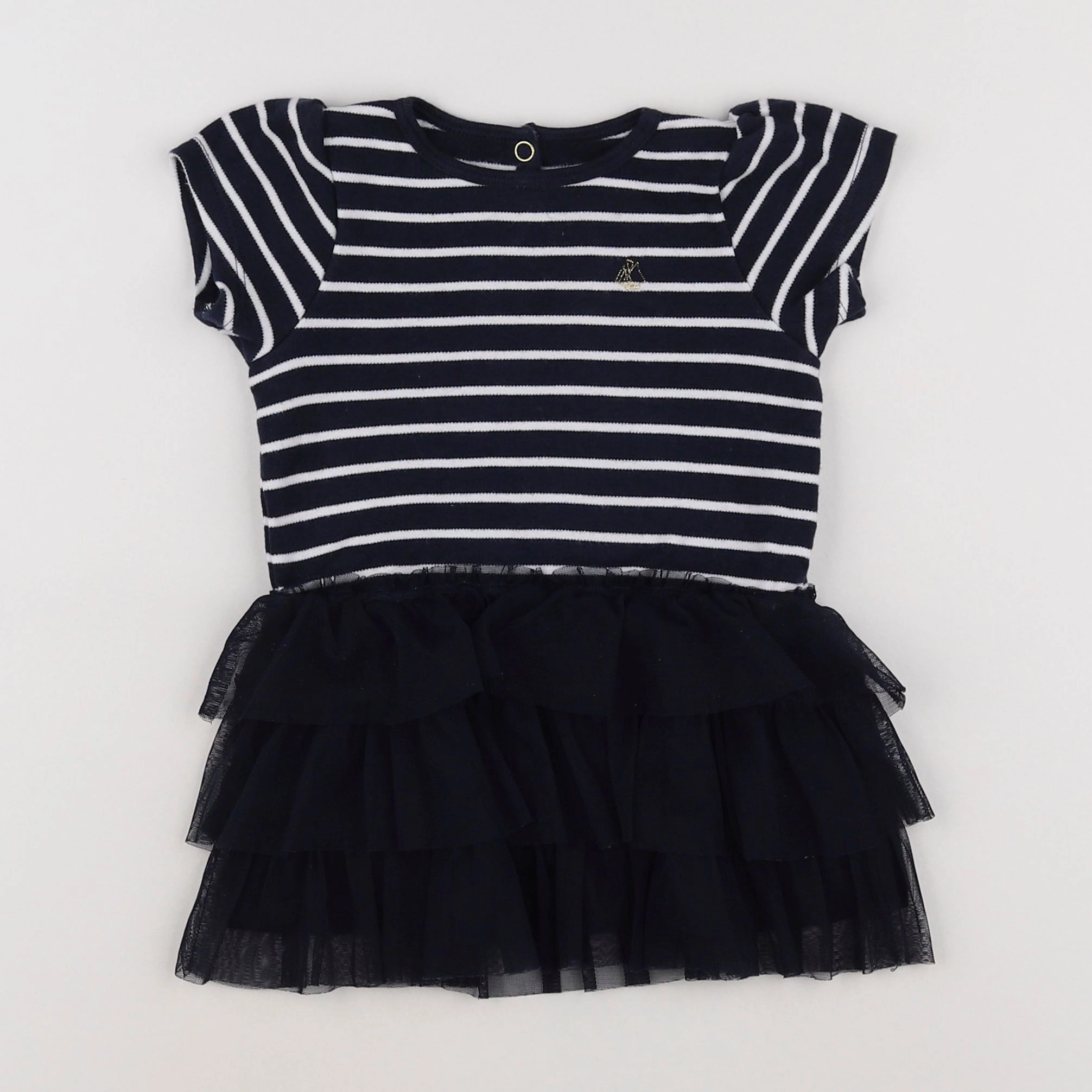 Petit Bateau - robe bleu, blanc - 18 mois