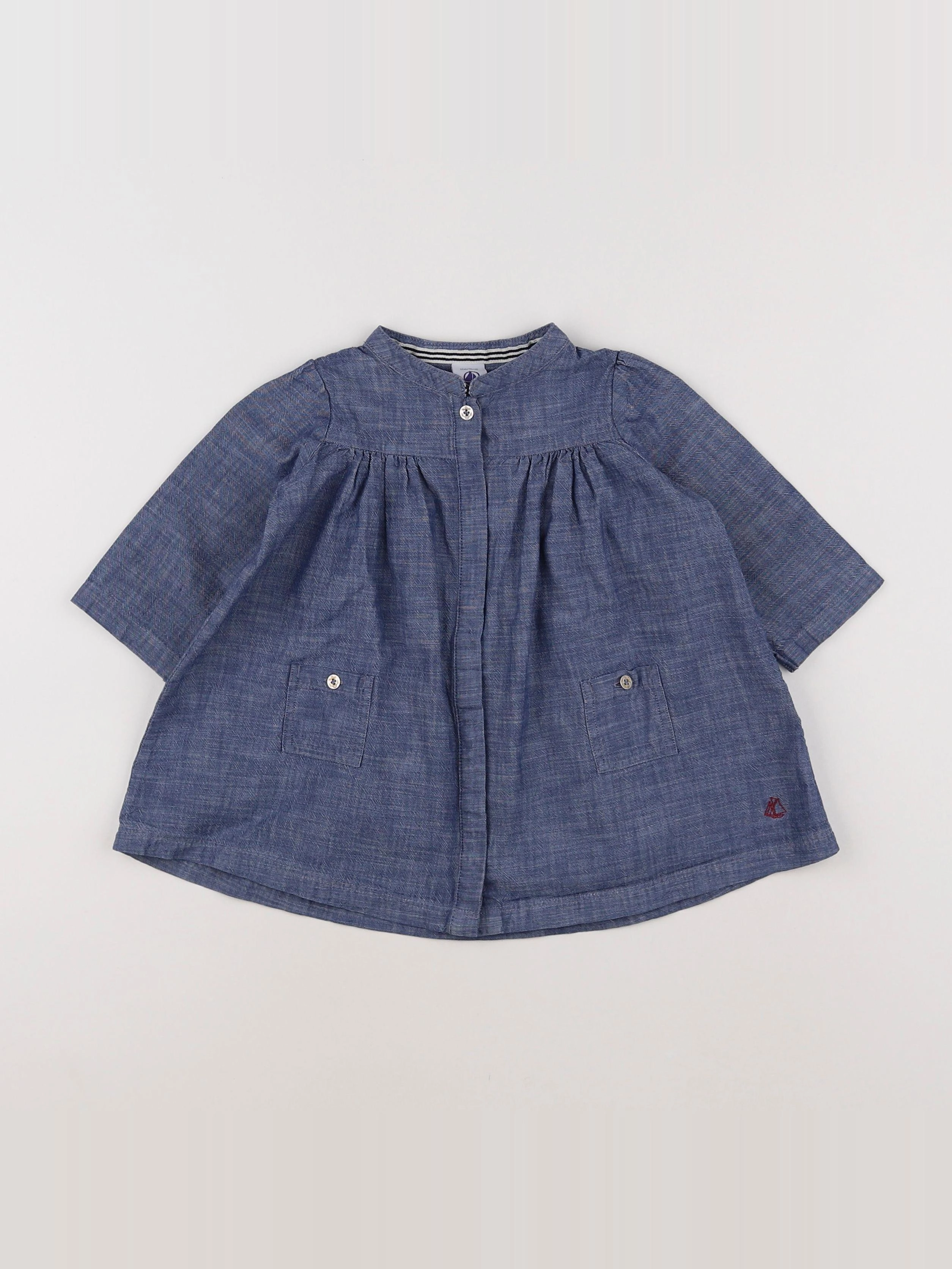 Petit Bateau - robe bleu - 12 mois