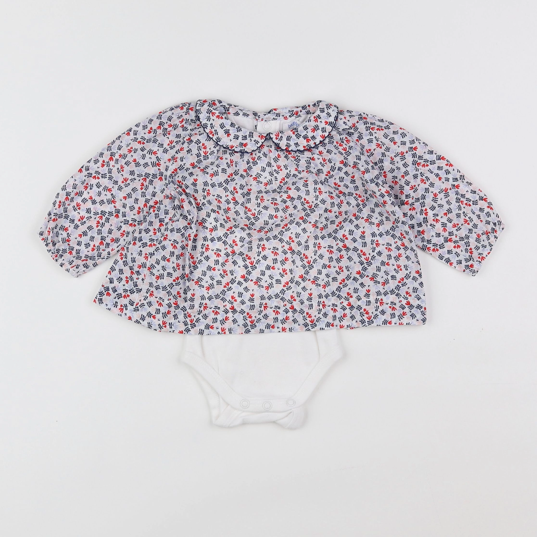 Boutchou - body blouse bleu - 3 mois