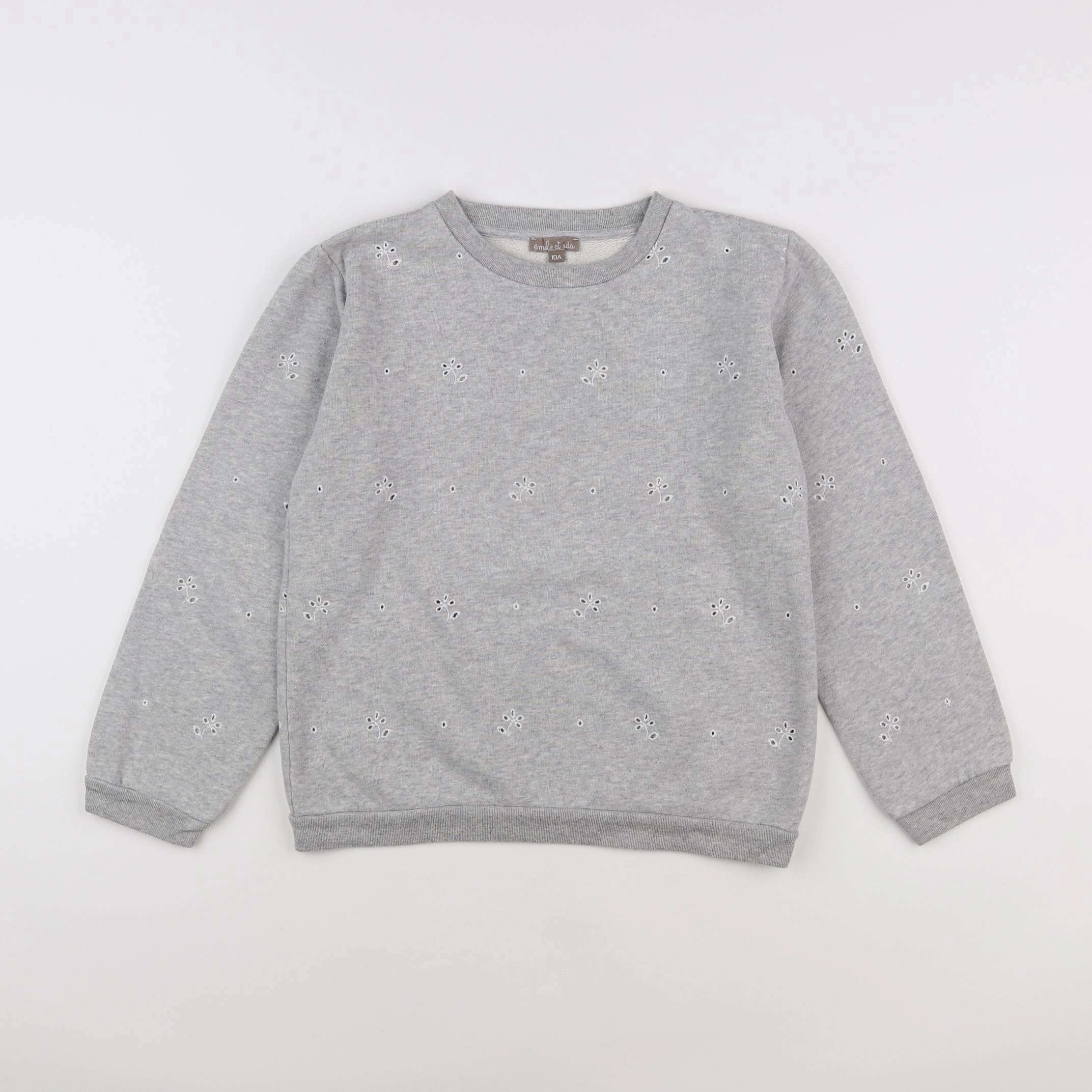 Emile et Ida - sweat gris, blanc - 10 ans