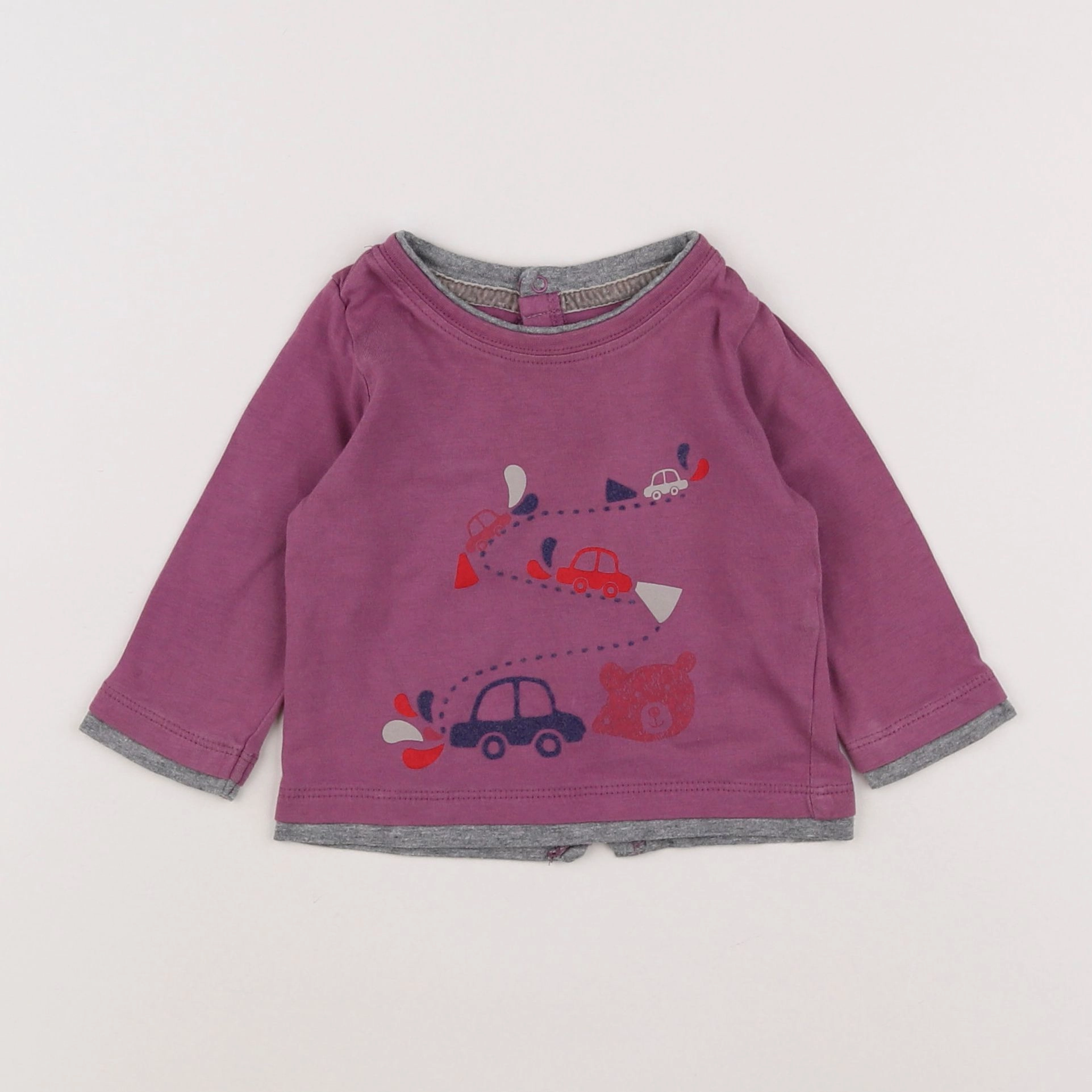 Vertbaudet - tee-shirt violet, multicolore - 6 mois