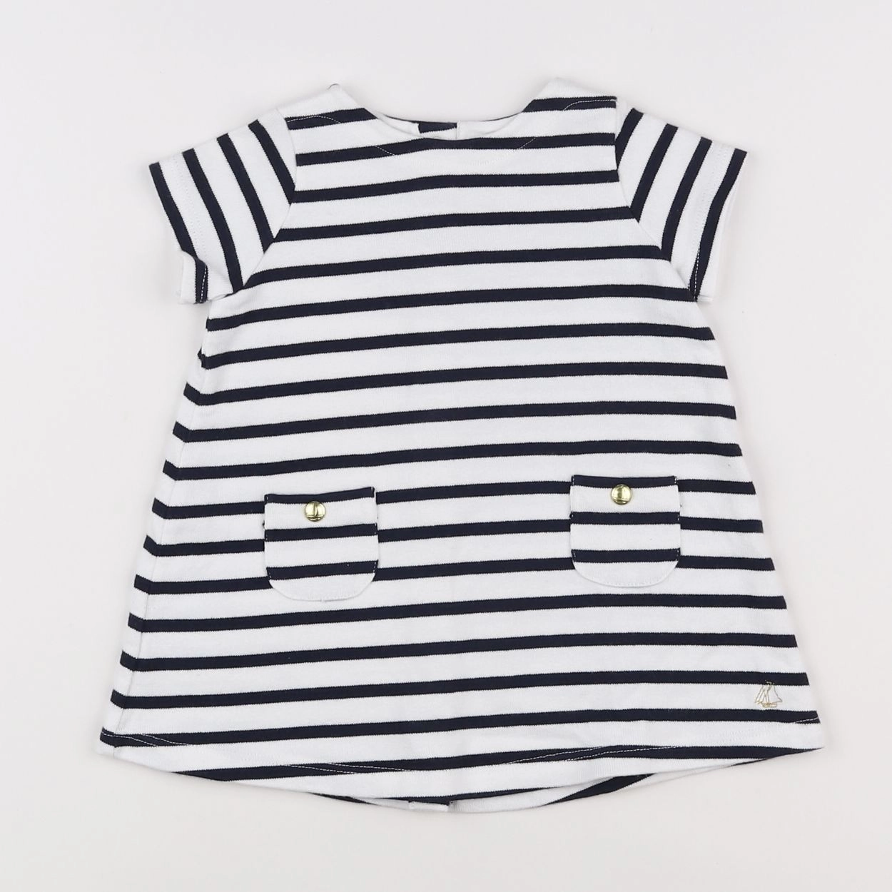 Petit Bateau - robe blanc, bleu - 6 mois