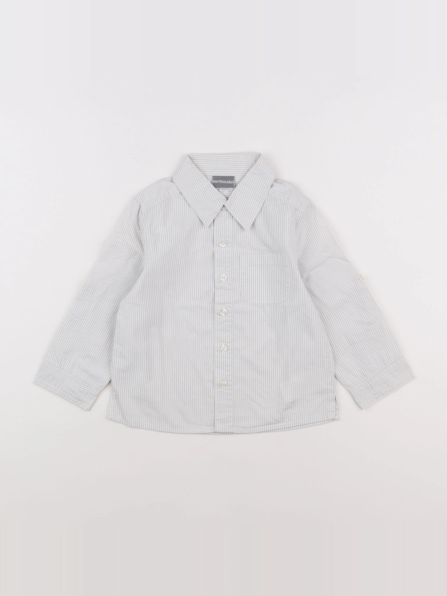 Vertbaudet - chemise blanc, gris - 3 ans