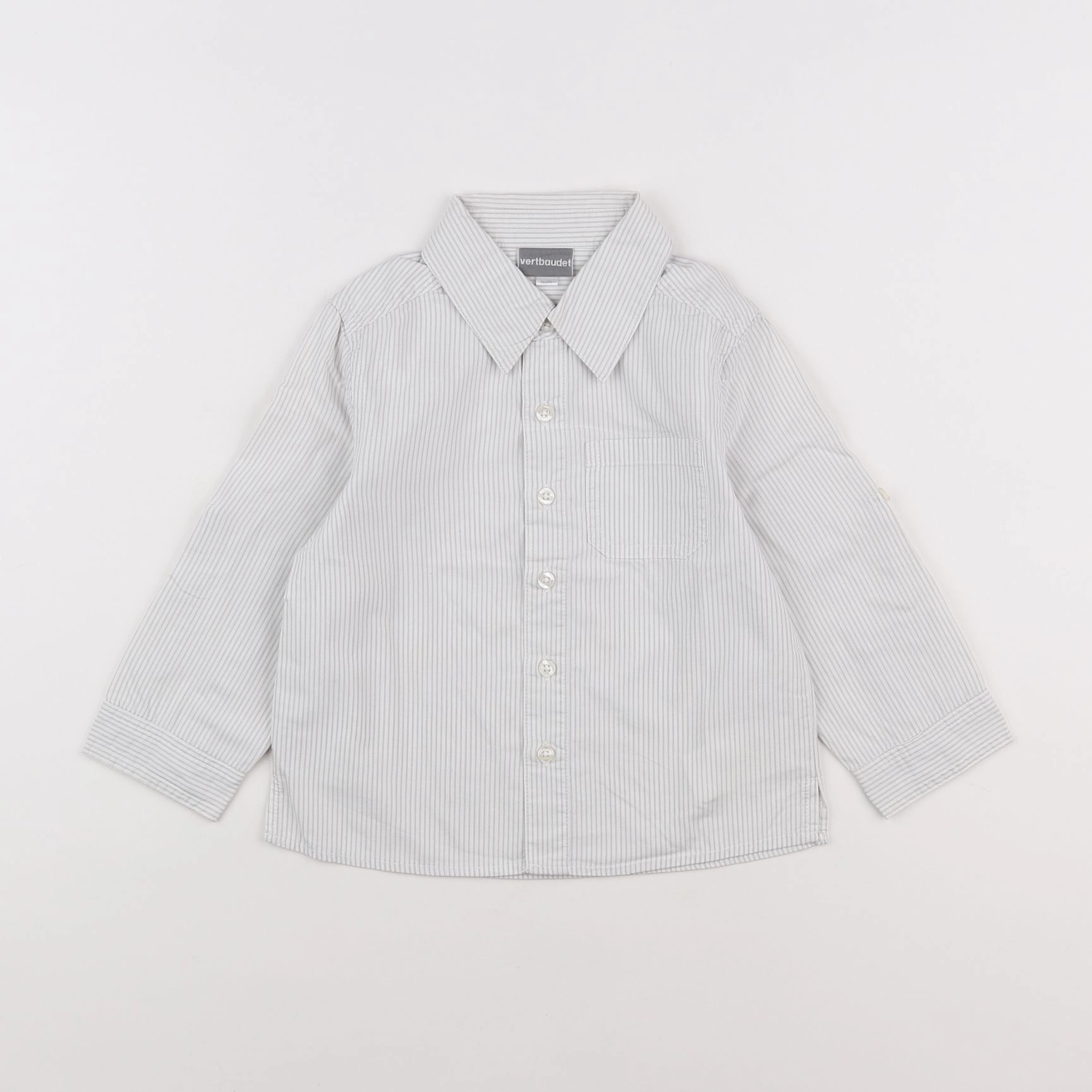 Vertbaudet - chemise blanc, gris - 3 ans