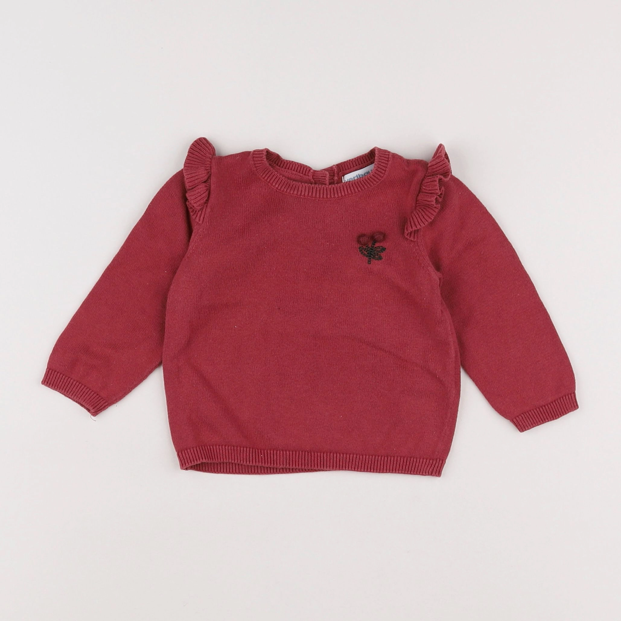 Vertbaudet - pull rouge - 6 mois