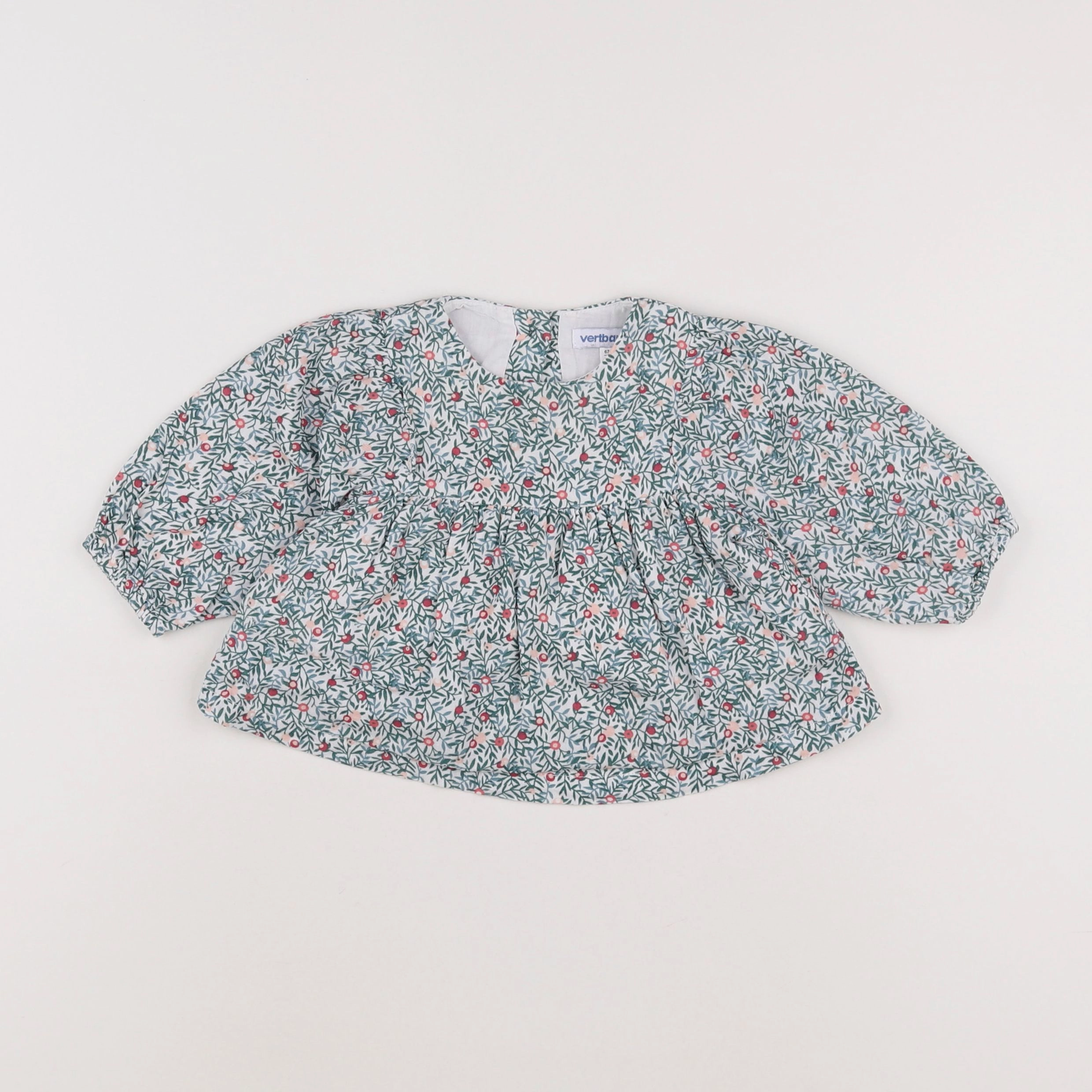 Vertbaudet - blouse blanc, vert - 6 mois