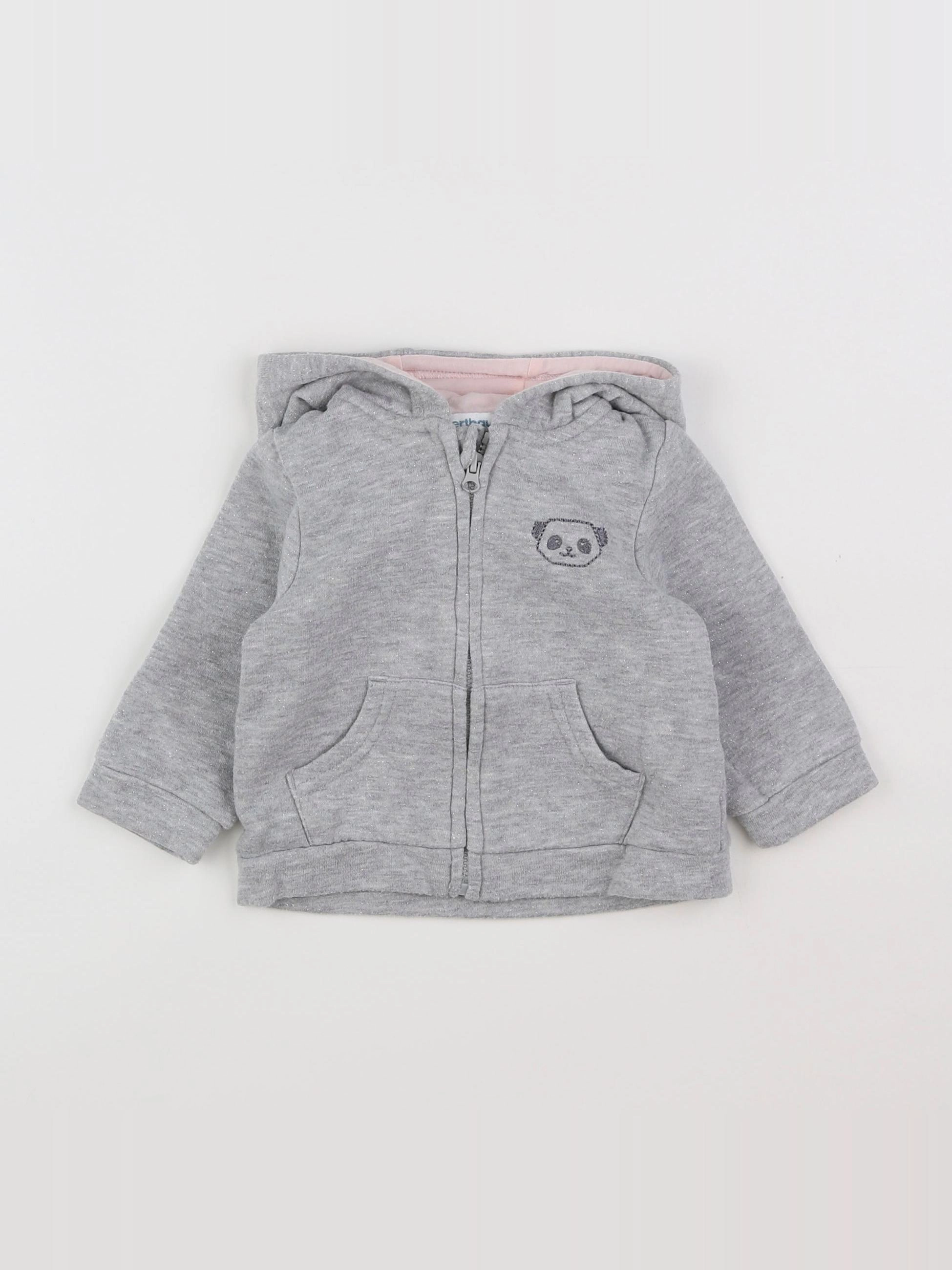 Vertbaudet - sweat argent, gris - 6 mois