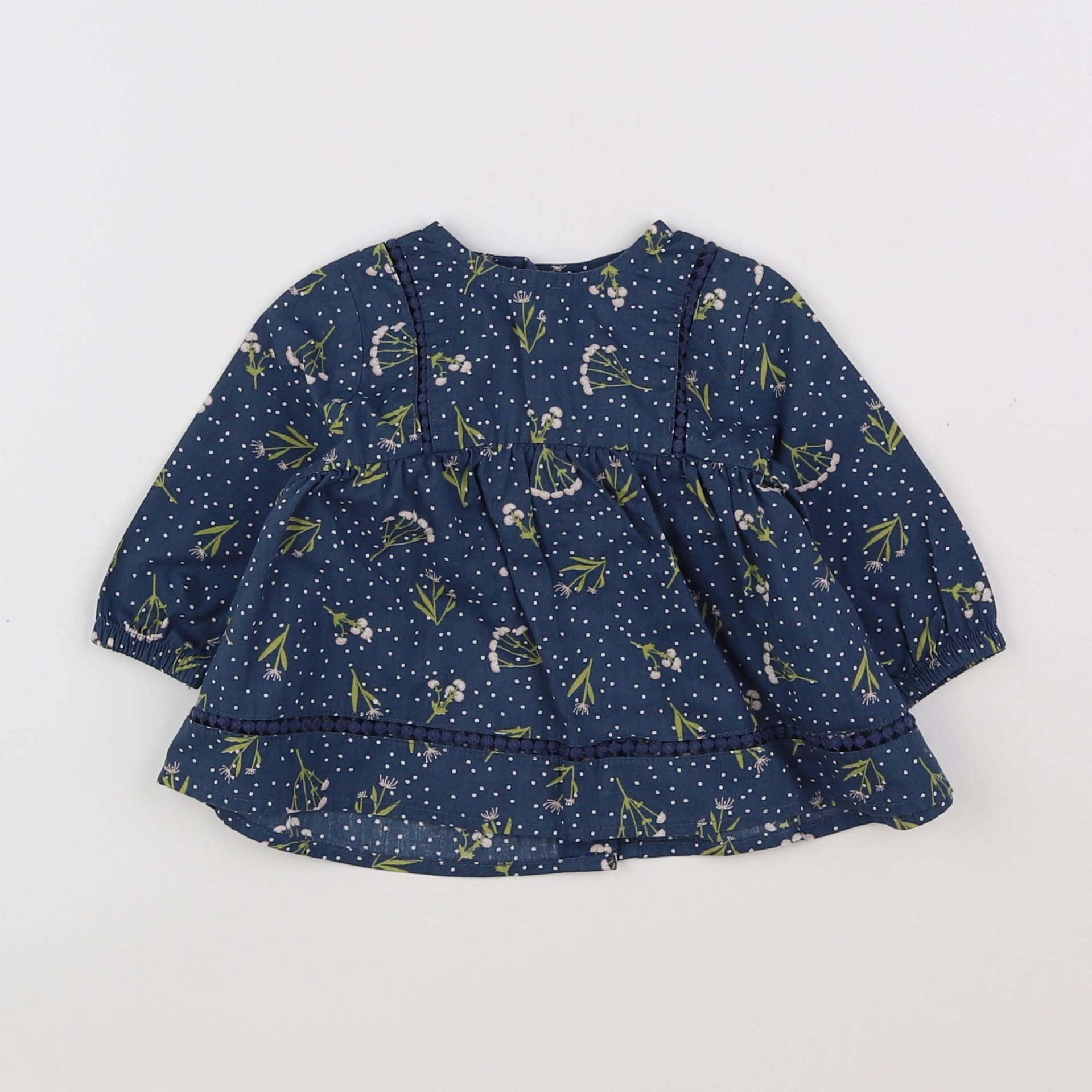 Vertbaudet - blouse bleu, blanc - 3 mois