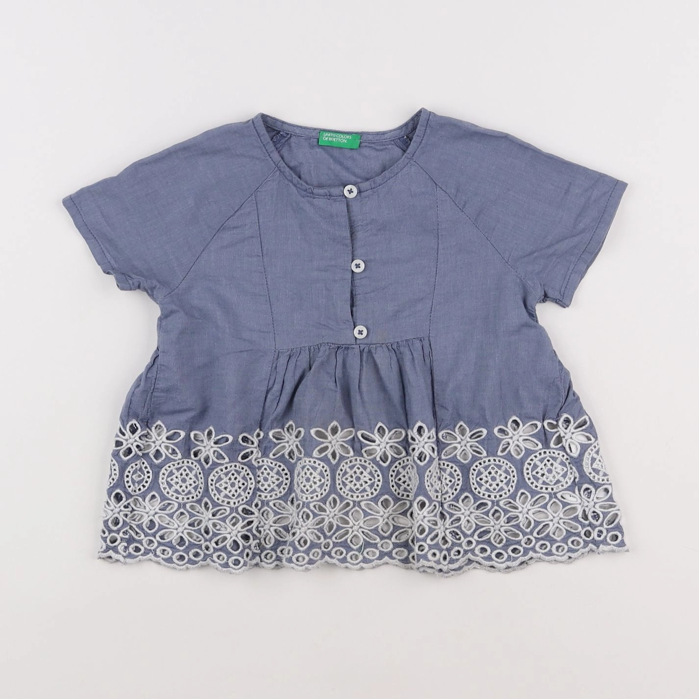 Benetton - blouse bleu - 2 ans