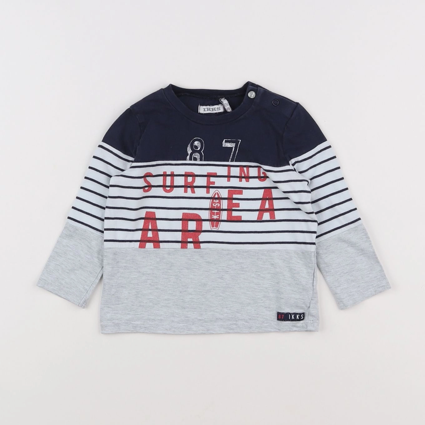 IKKS - tee-shirt bleu, gris - 12 mois