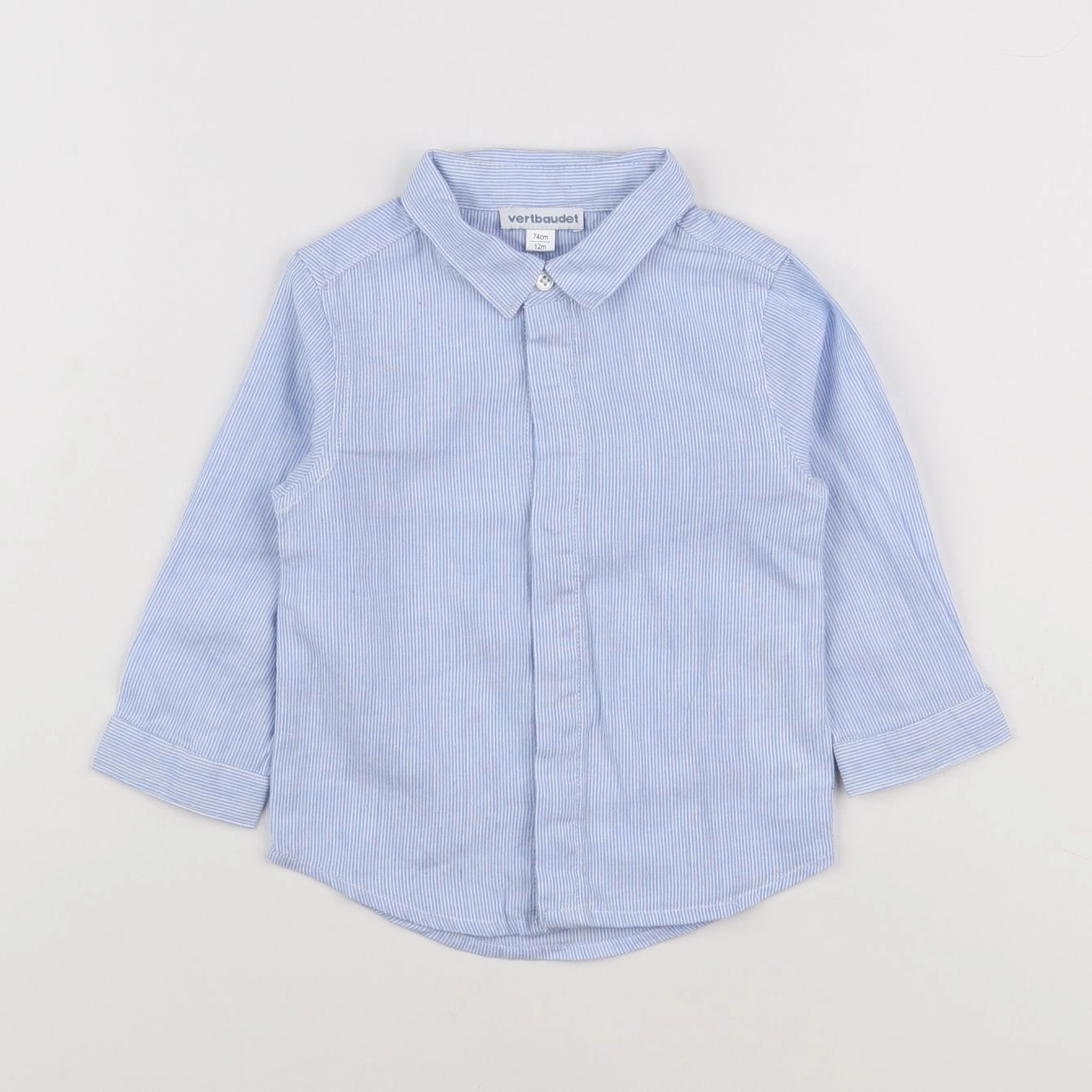 Vertbaudet - chemise blanc, bleu - 12 mois