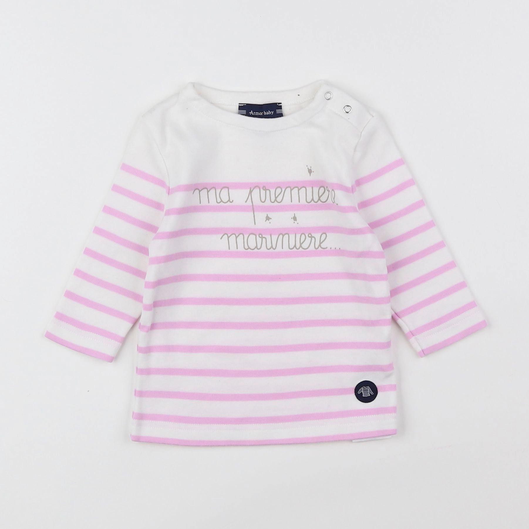 Armor Lux - tee-shirt blanc, rose - 6 mois