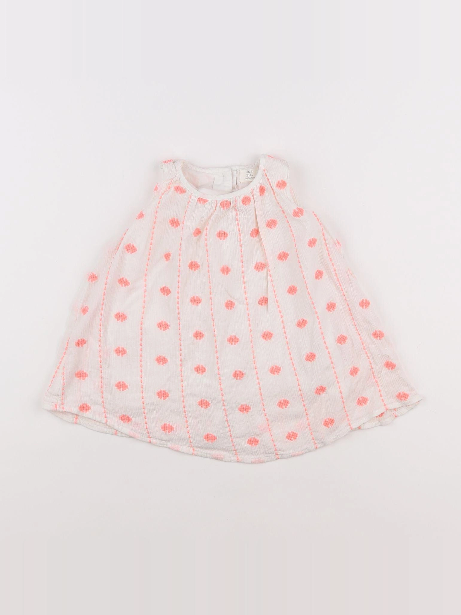 Zara - robe blanc, rose - 9/12 mois