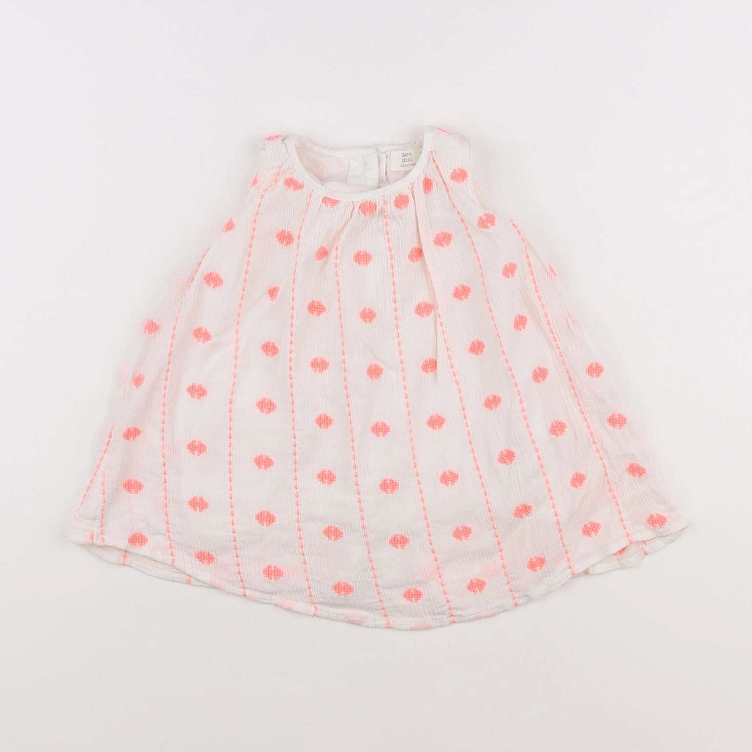 Zara - robe blanc, rose - 9/12 mois