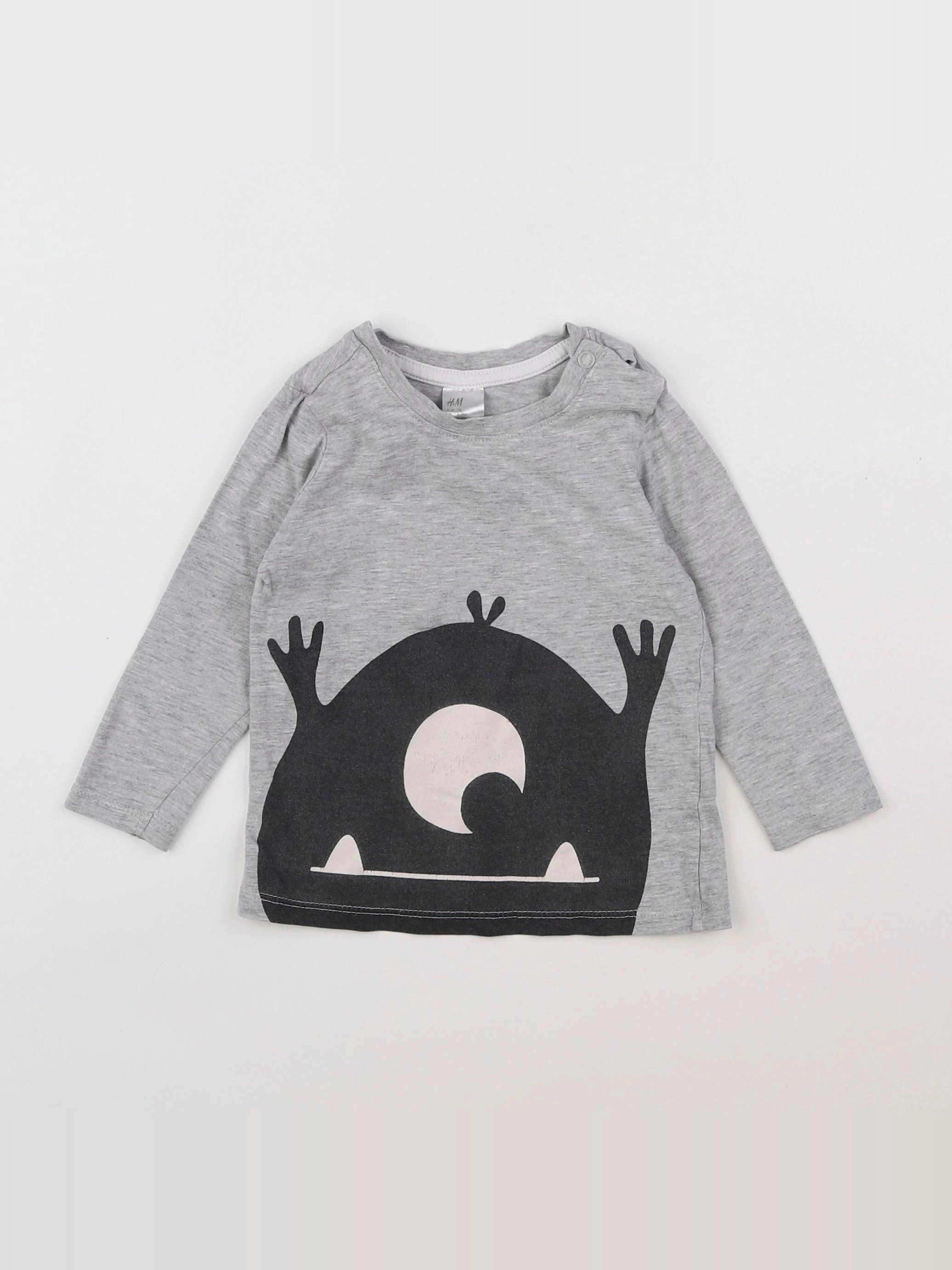H&M - tee-shirt gris - 6/9 mois