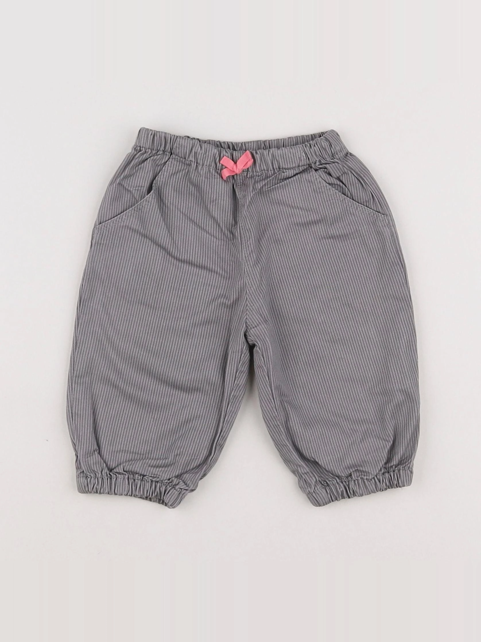Boutchou - pantalon gris, rose - 6 mois