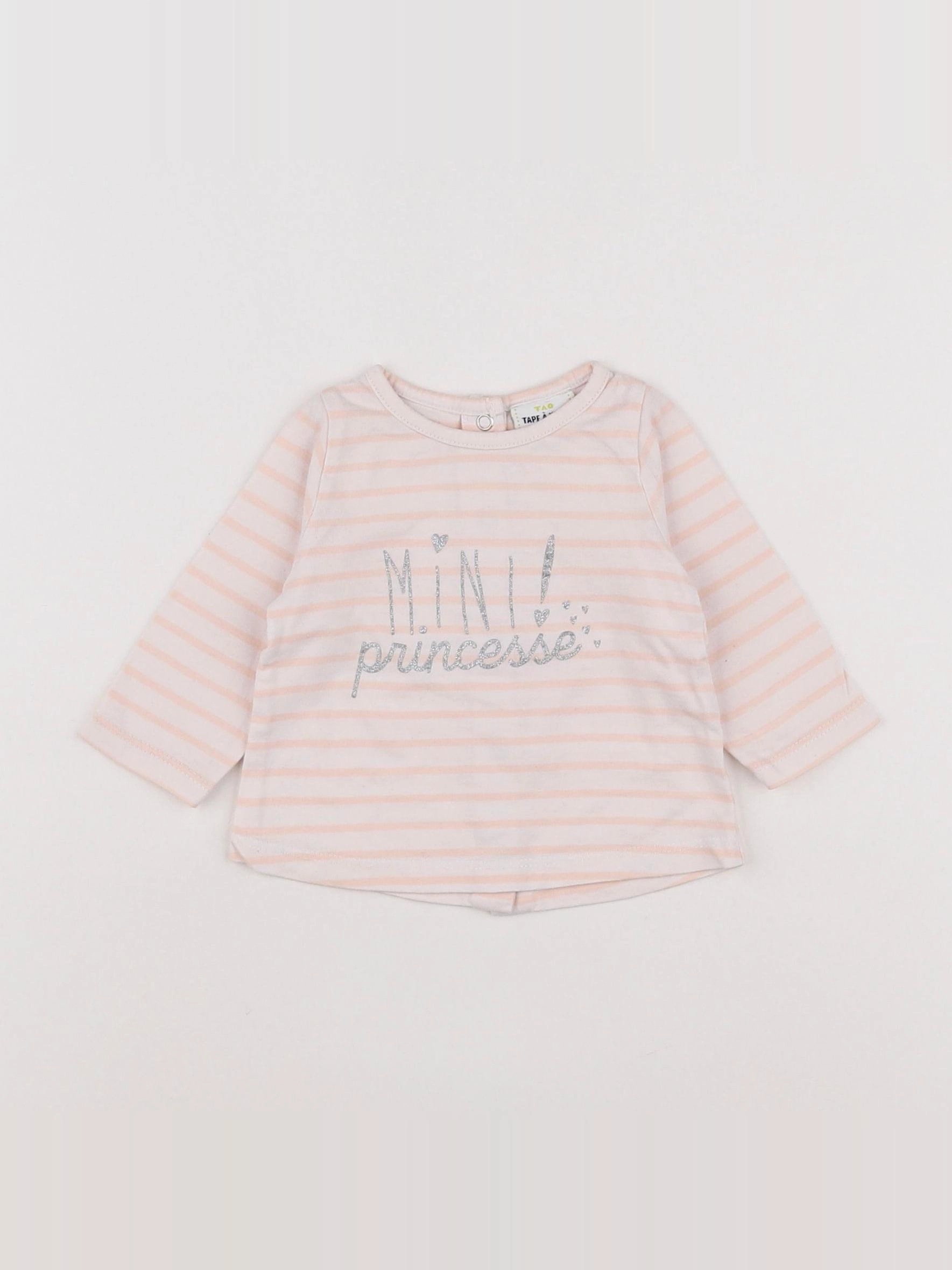 Tape à l'oeil - tee-shirt blanc, rose, argent - 3 mois