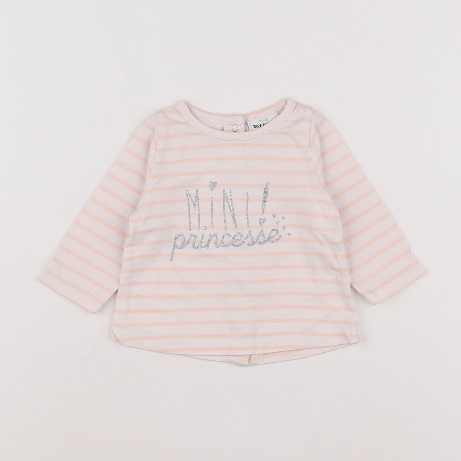 Tape à l'oeil - tee-shirt blanc, rose, argent - 3 mois