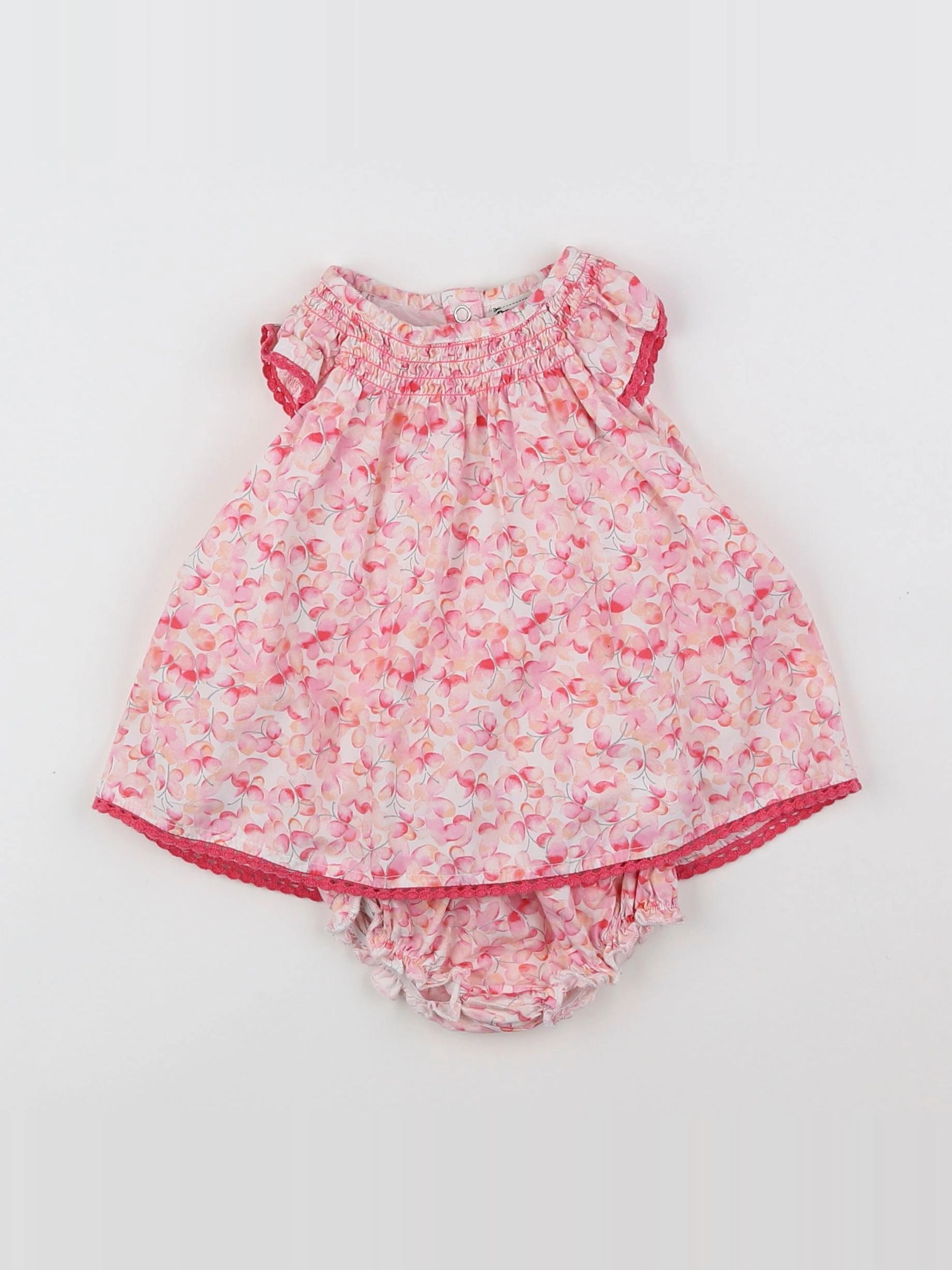 Tape à l'oeil - robe blanc, rose - 3 mois