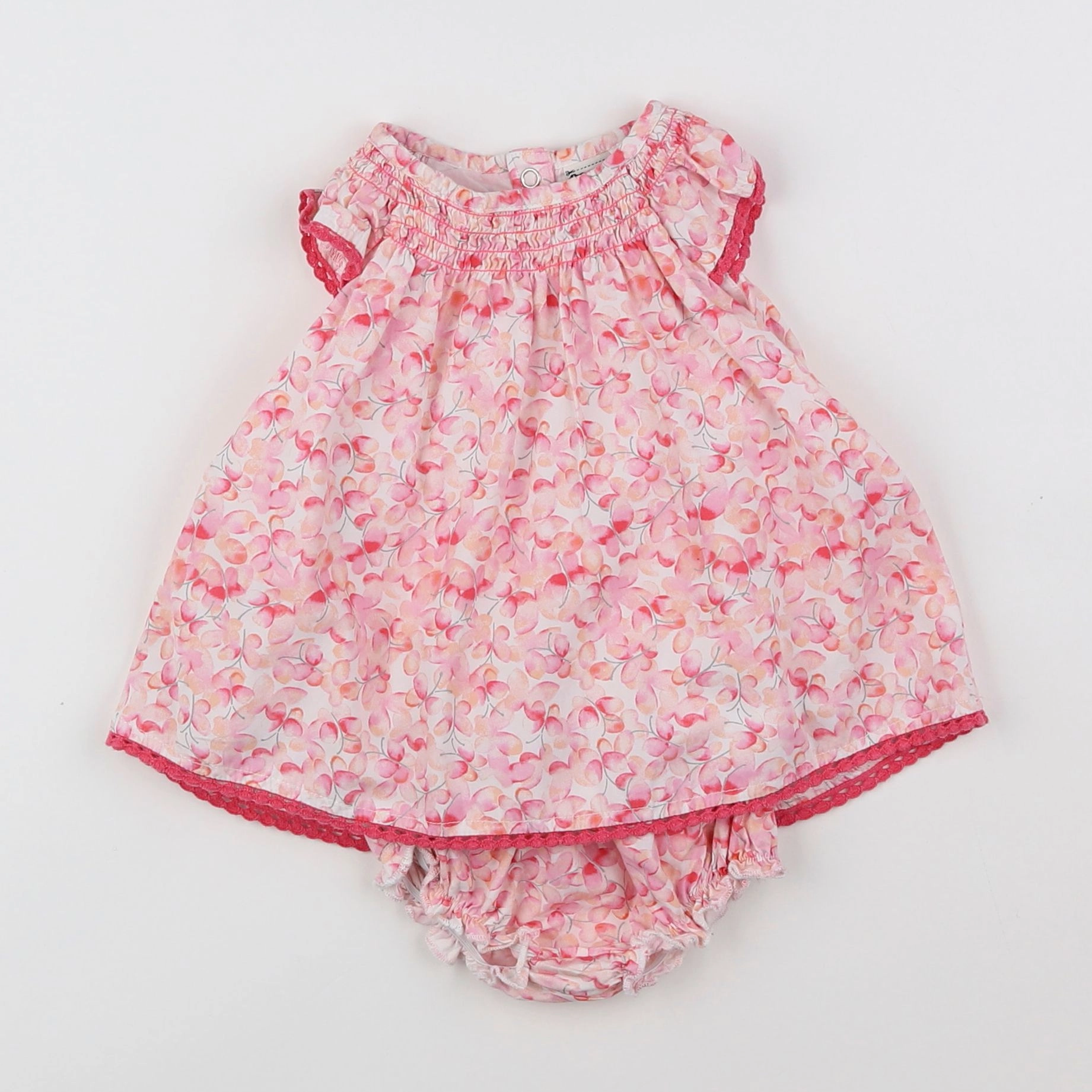 Tape à l'oeil - robe blanc, rose - 3 mois
