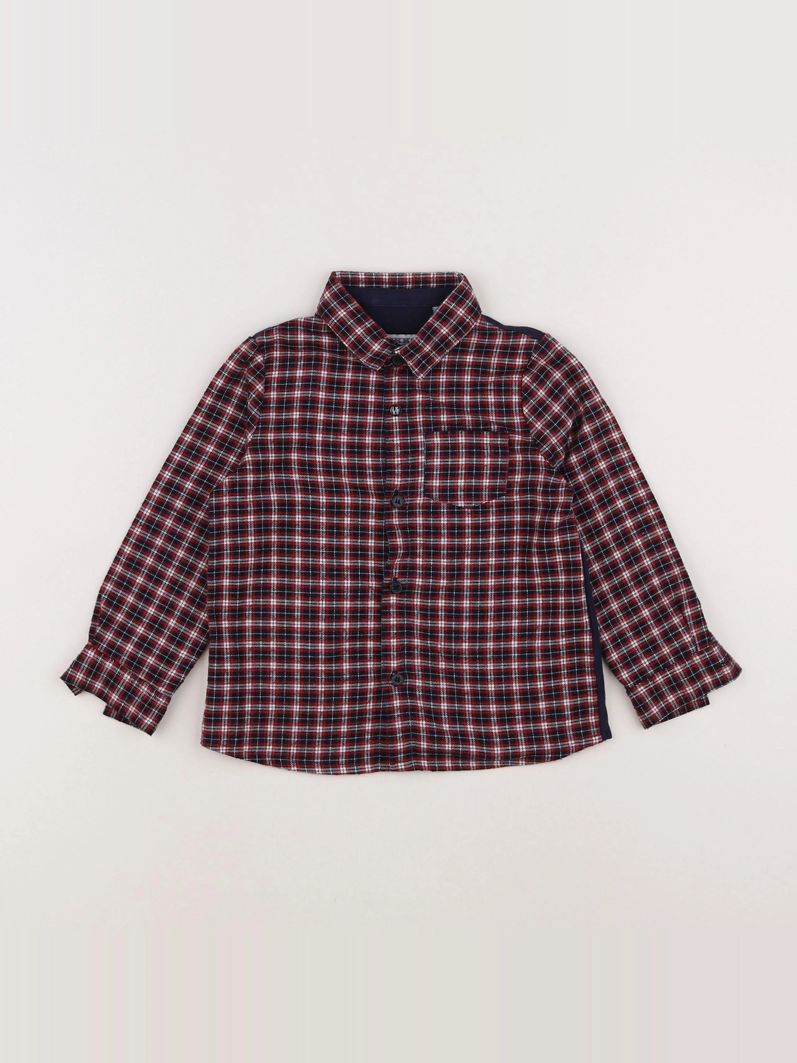 IKKS - chemise rouge, bleu - 2 ans