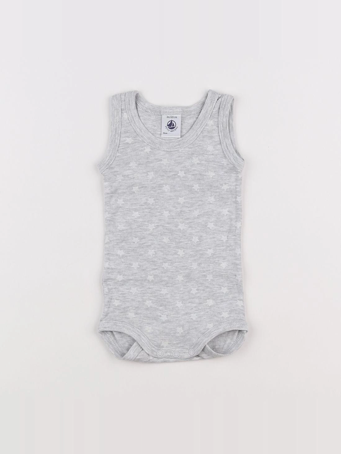 Petit Bateau - body coton gris - 3 mois