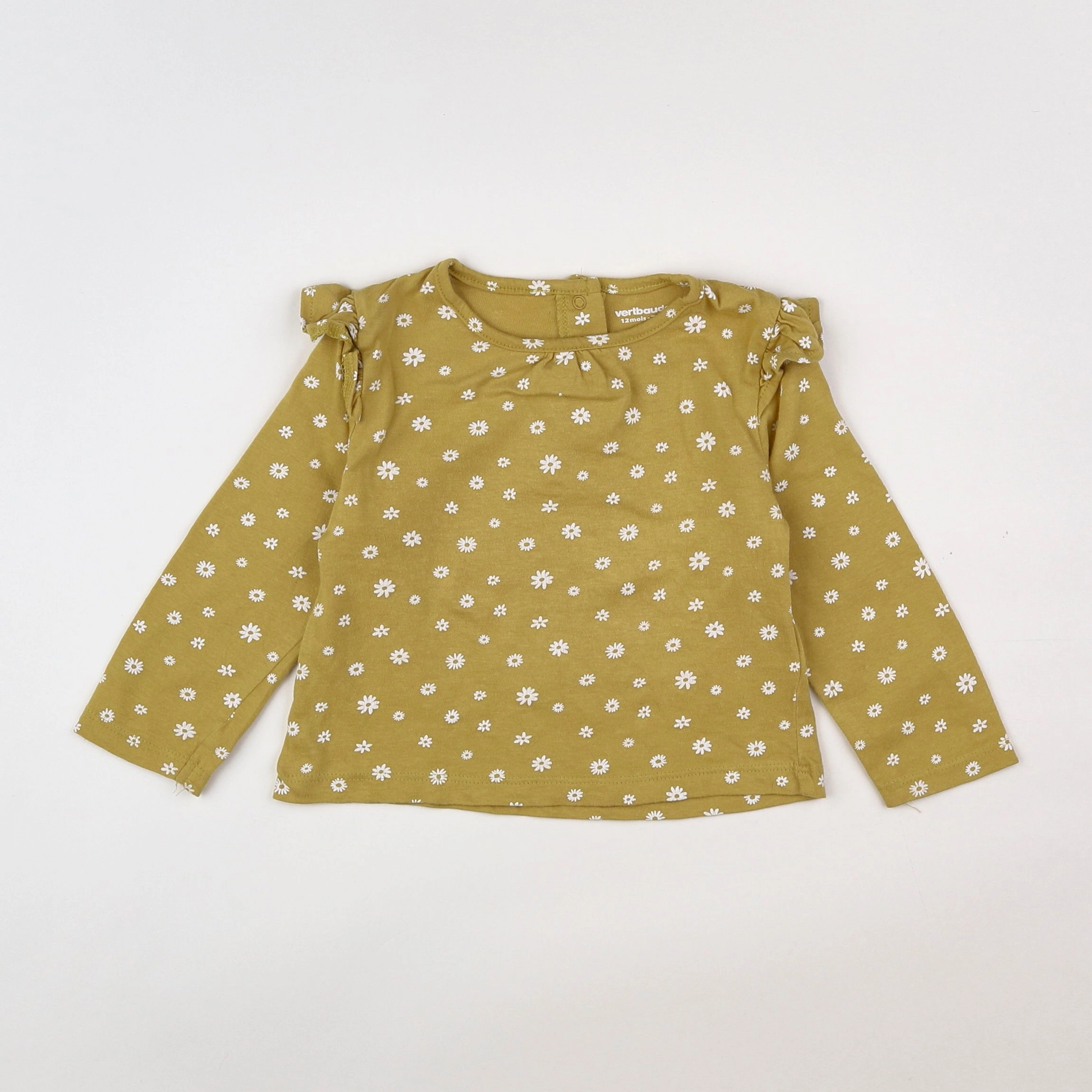 Vertbaudet - tee-shirt blanc, jaune - 12 mois