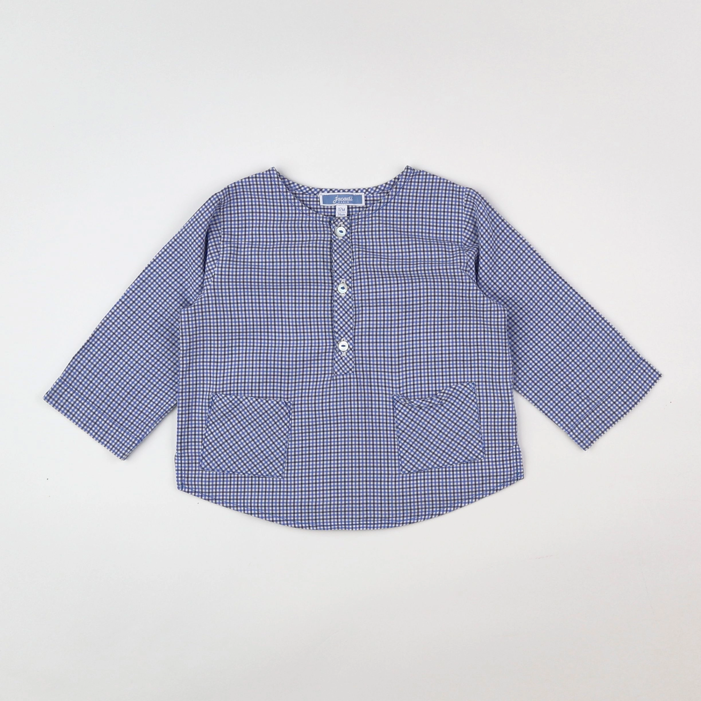 Jacadi - chemise blanc, bleu - 12 mois