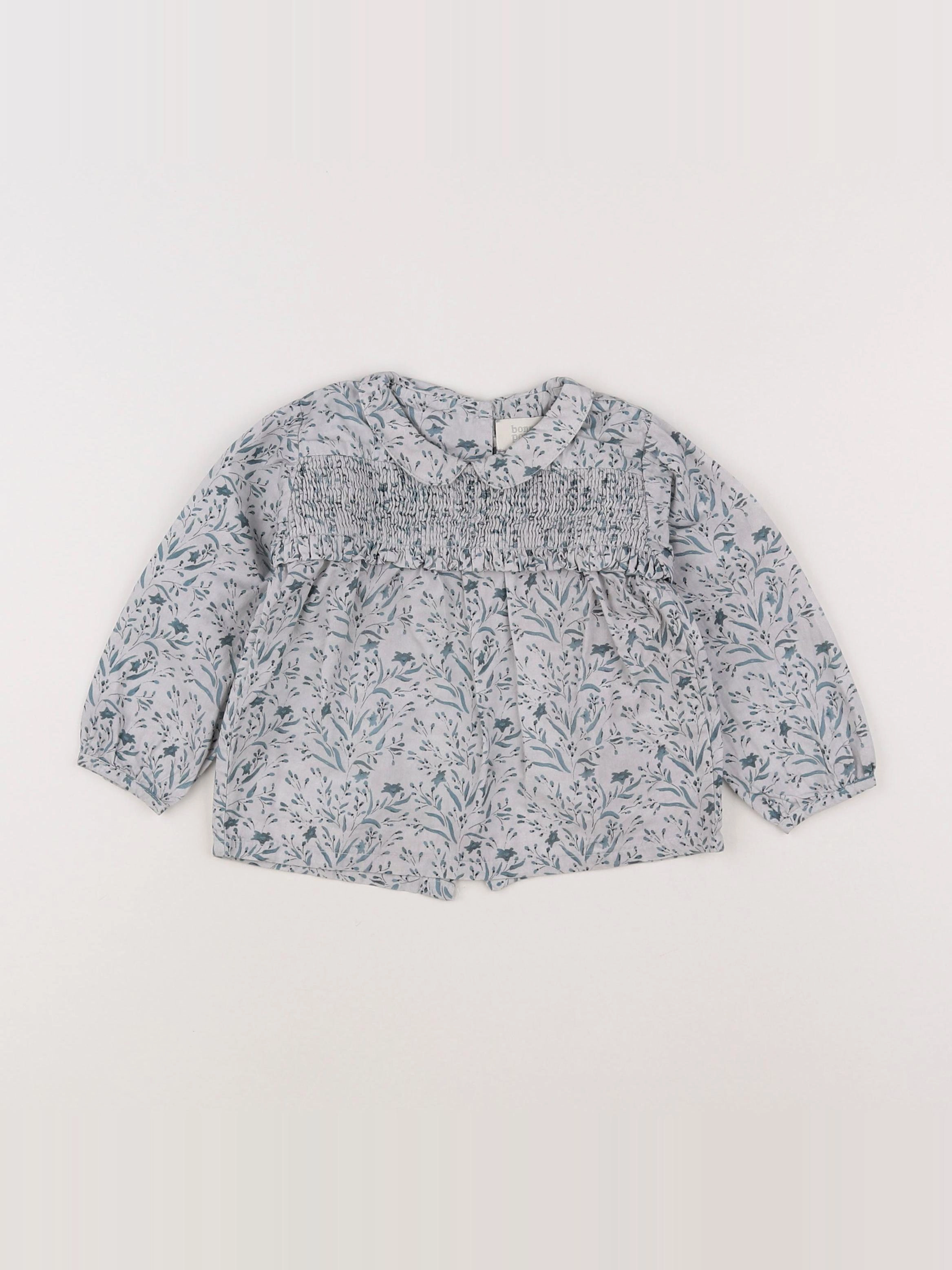 Bonnet à Pompon - blouse gris - 12 mois