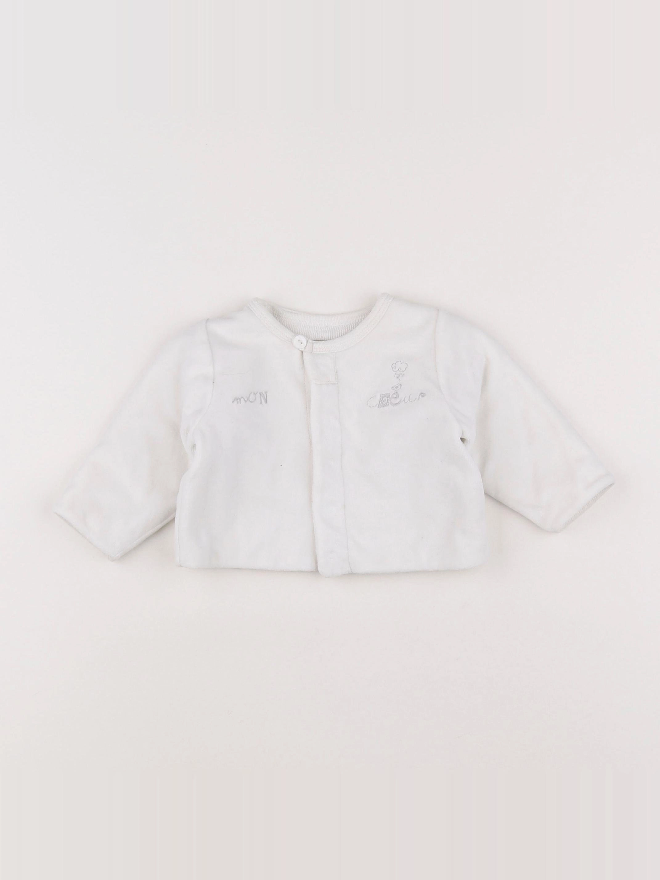 Petit Bateau - sweat blanc - 6 mois