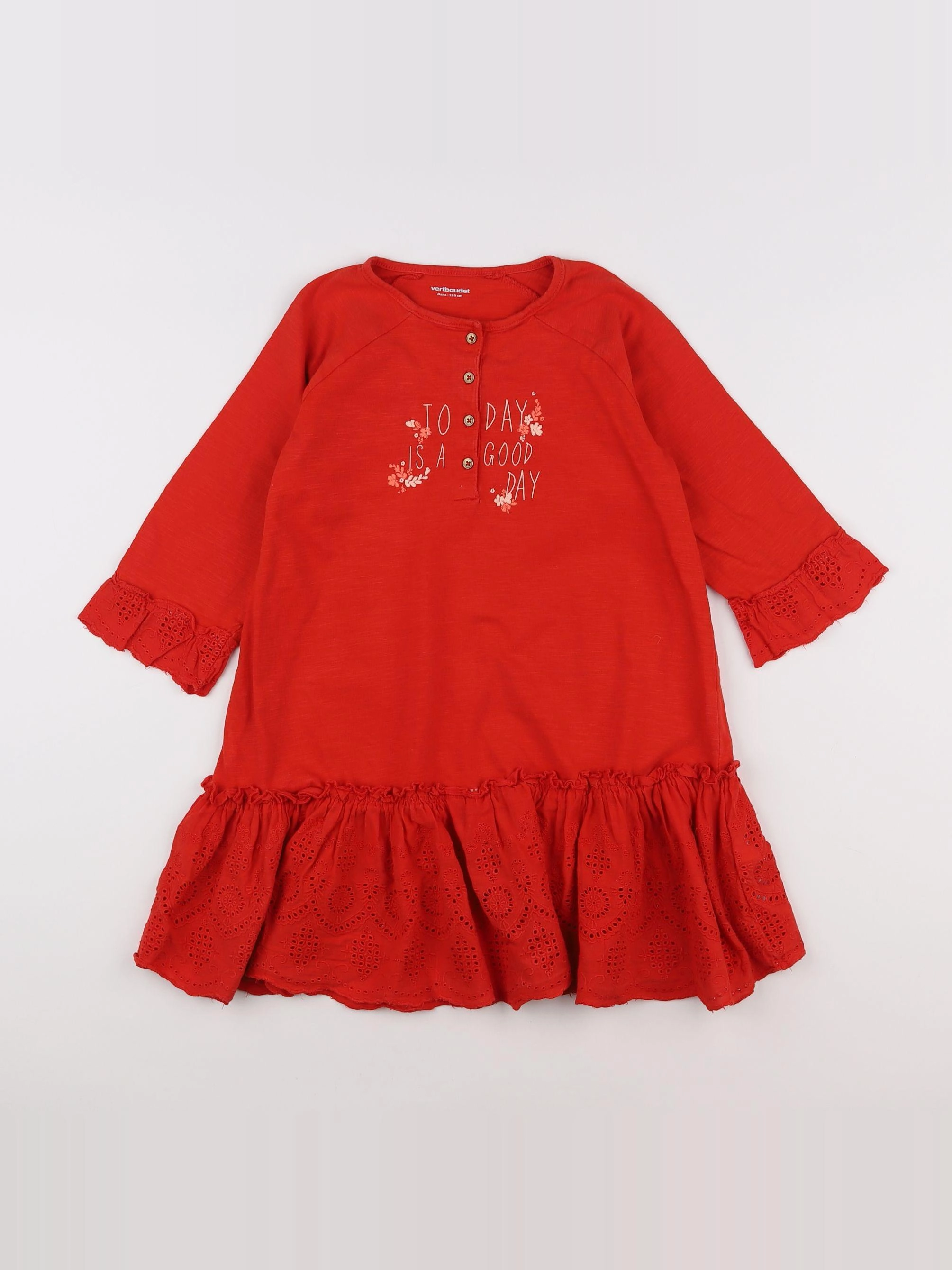 Vertbaudet - robe rouge - 8 ans